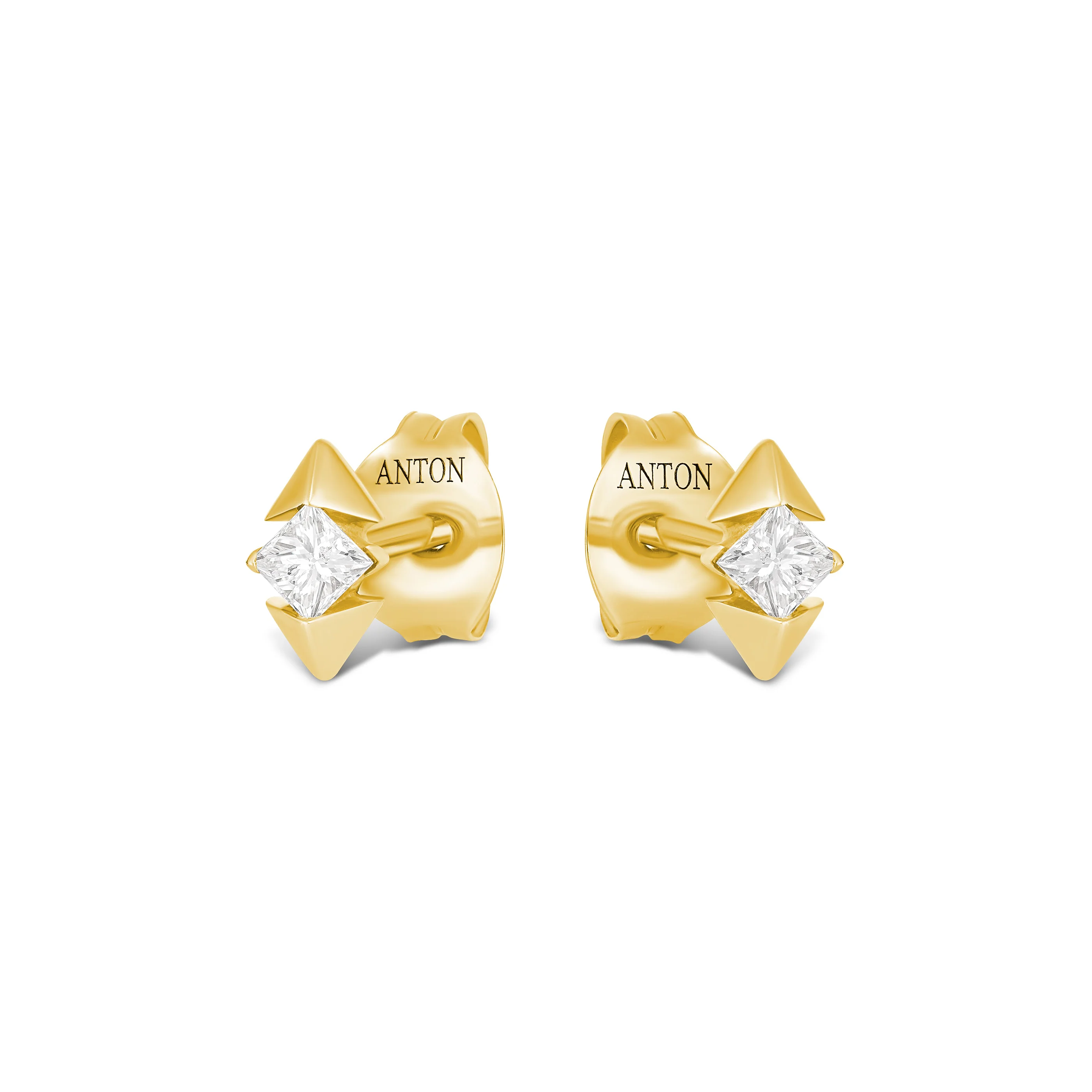 R.08® Nirvana Princess Cut Stud Earrings | 18K Yellow Gold - Image 3