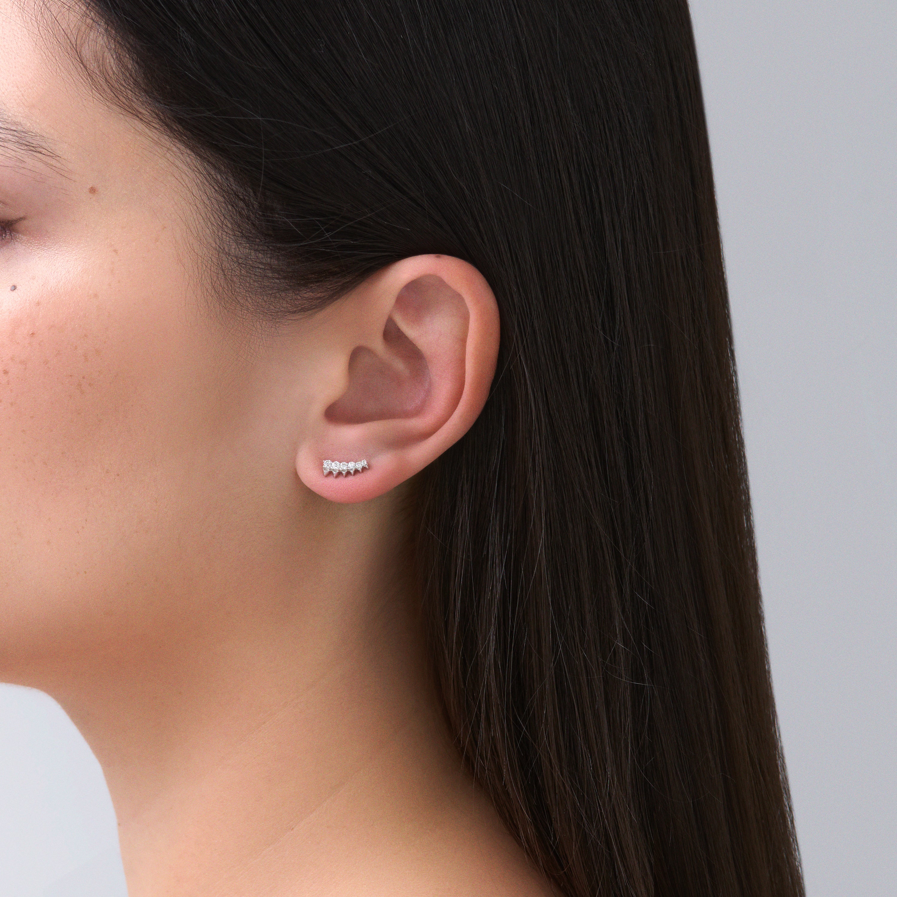 R.08® Nirvana Stud Crawler Earrings | 18K White Gold - Image 2