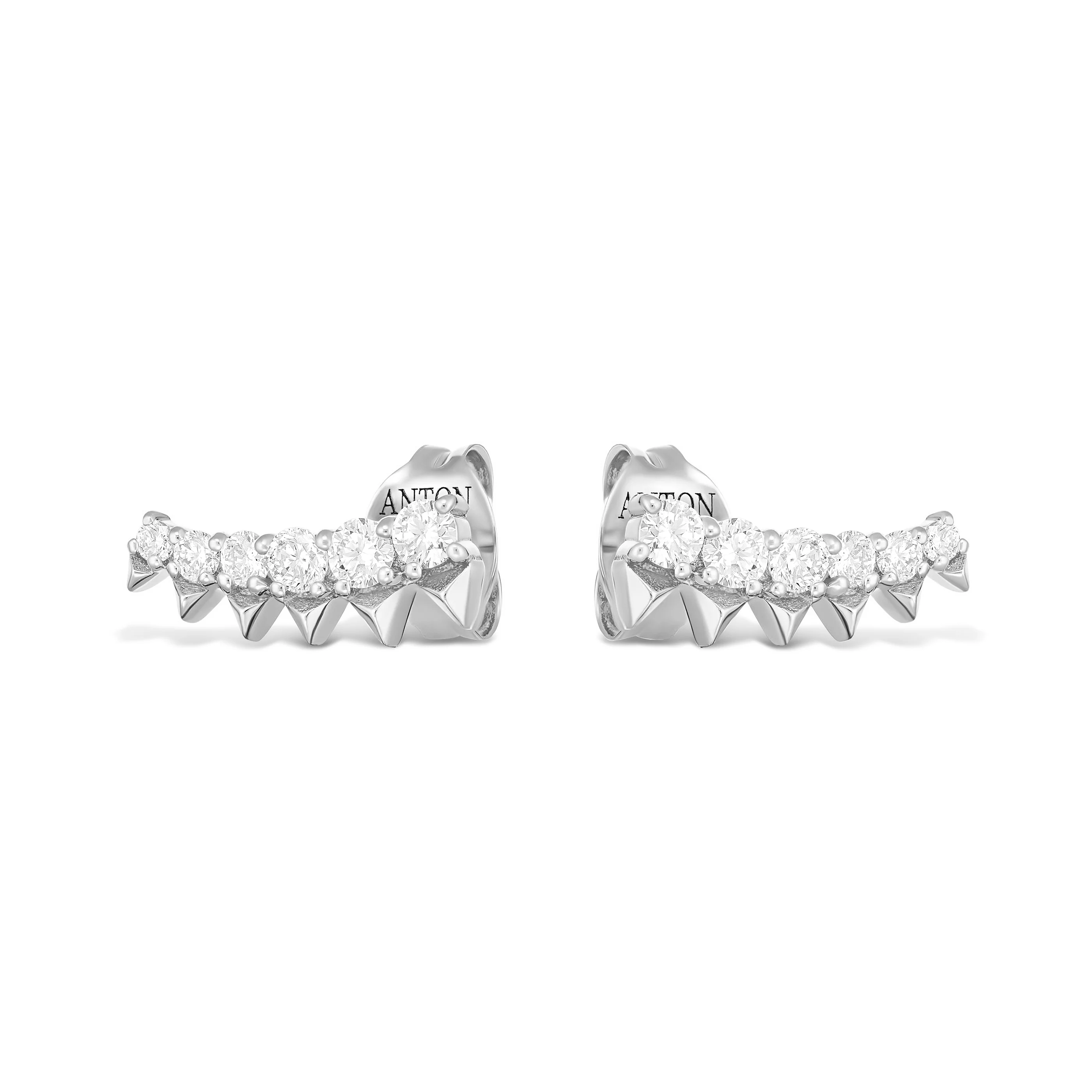 R.08® Nirvana Stud Crawler Earrings | 18K White Gold - Image 3
