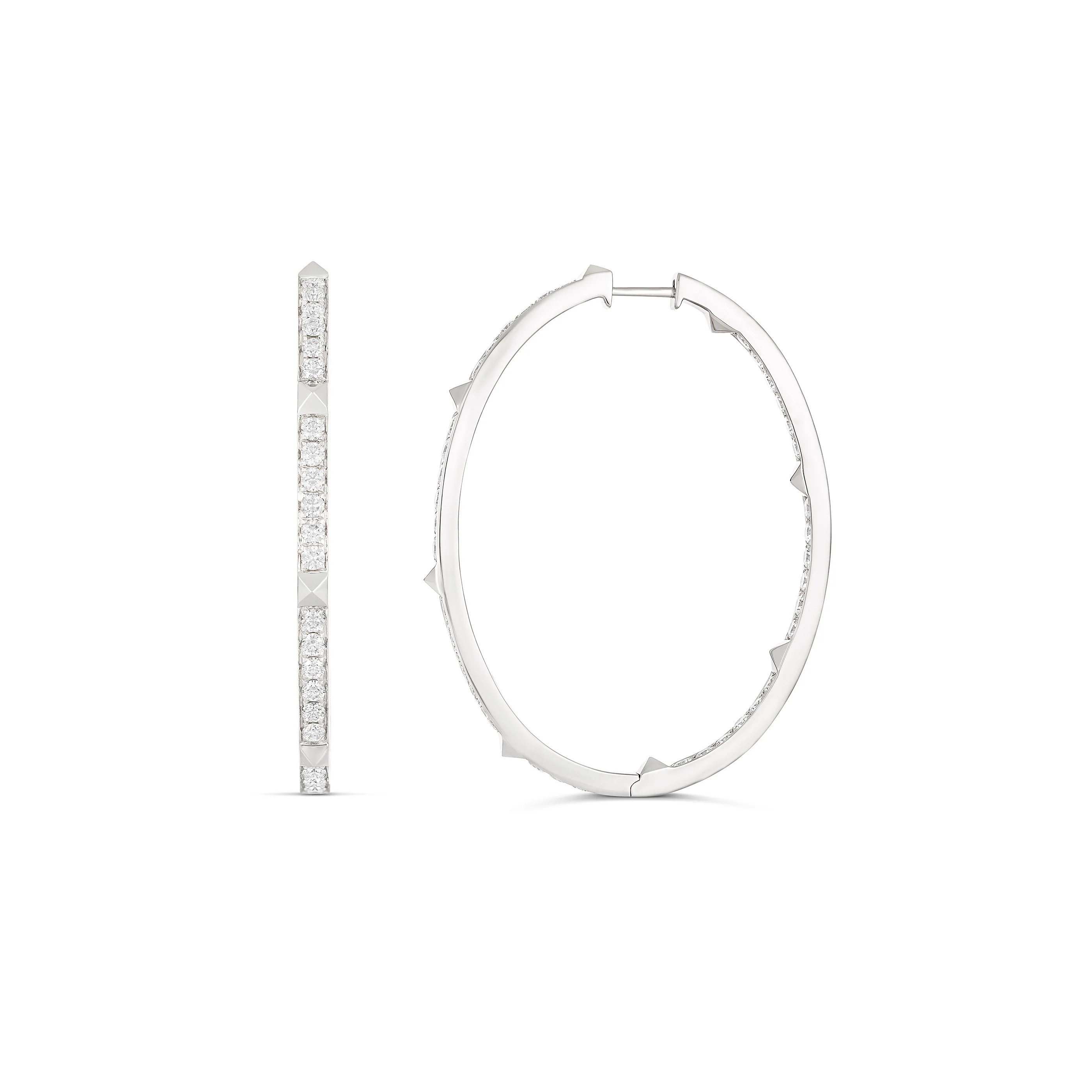 R.08® Une Full Moon Medium Hoop Earrings | 18K White Gold