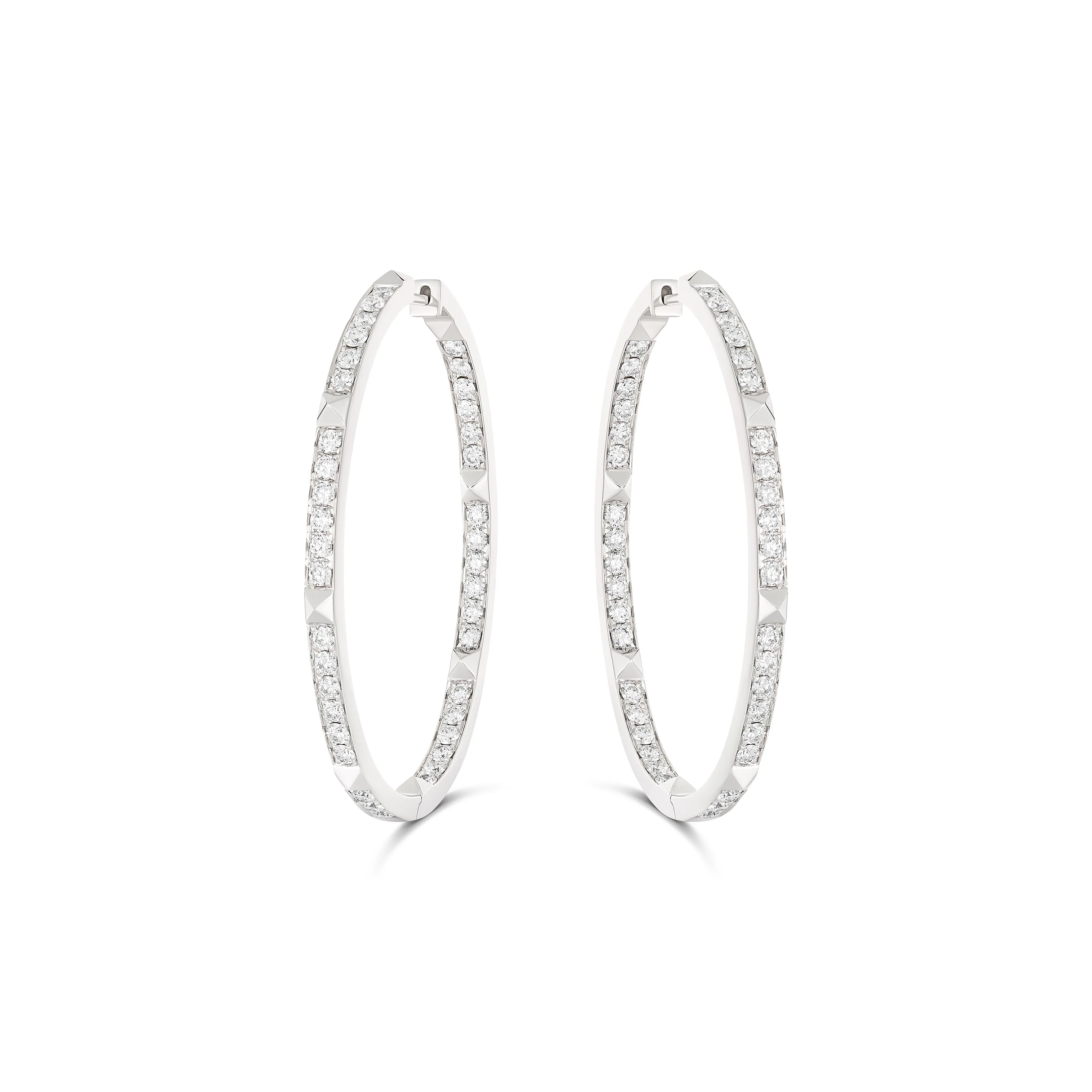 R.08® Une Full Moon Medium Hoop Earrings | 18K White Gold - Image 3