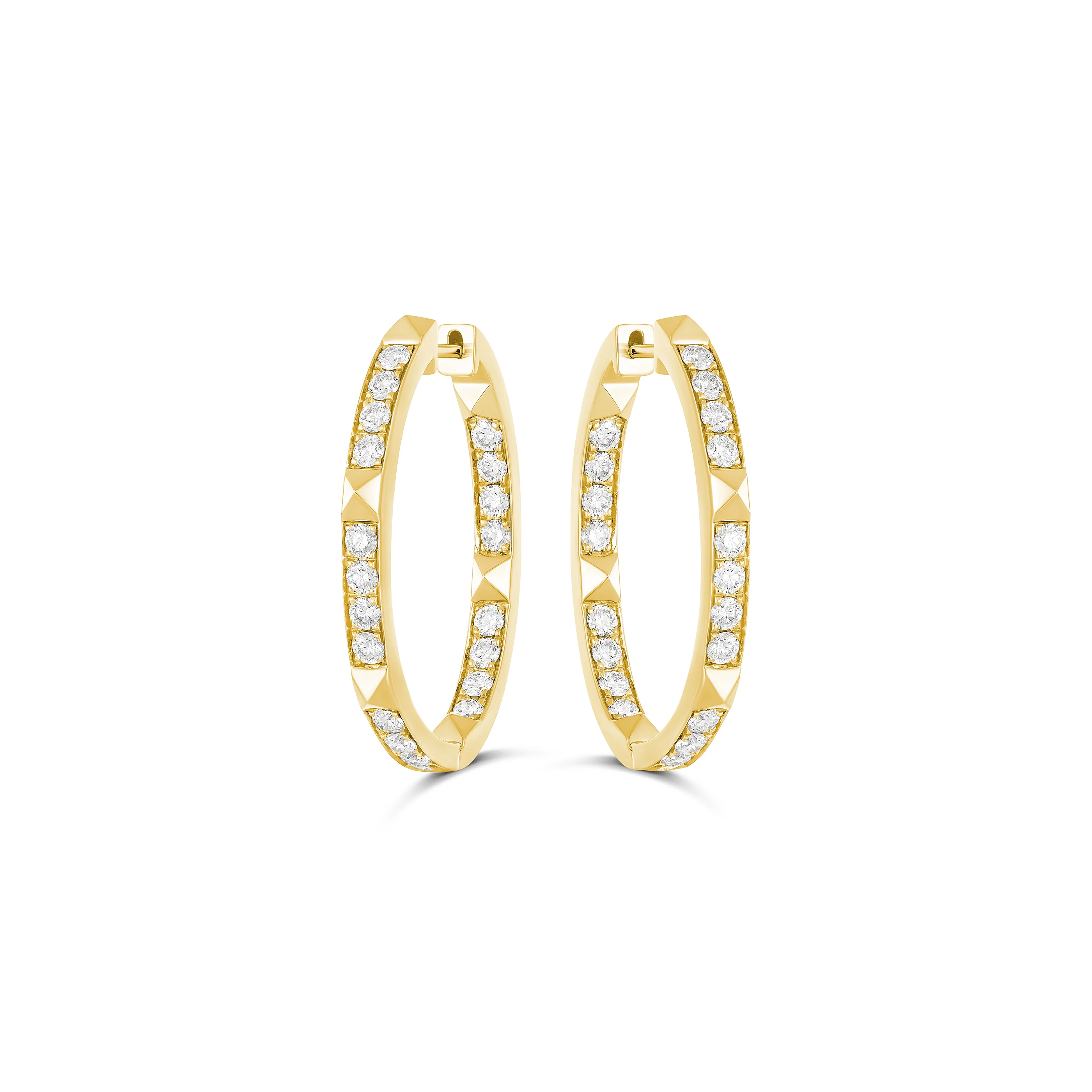 R.08® Une Full Moon Small Hoop Earrings | 18K Yellow Gold - Image 3