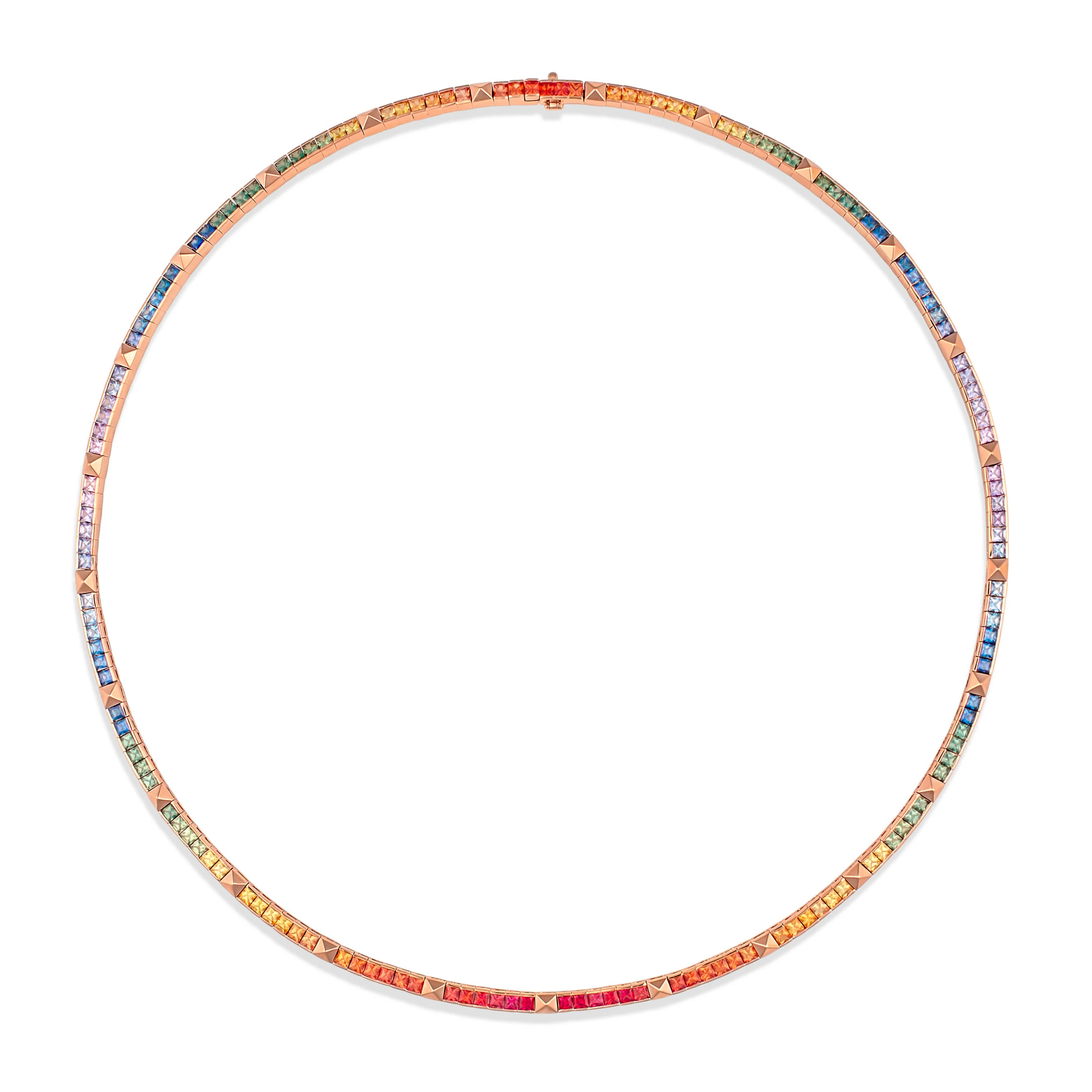 R.08® Une Rainbow Sapphire Necklace | Yellow Gold - Image 6