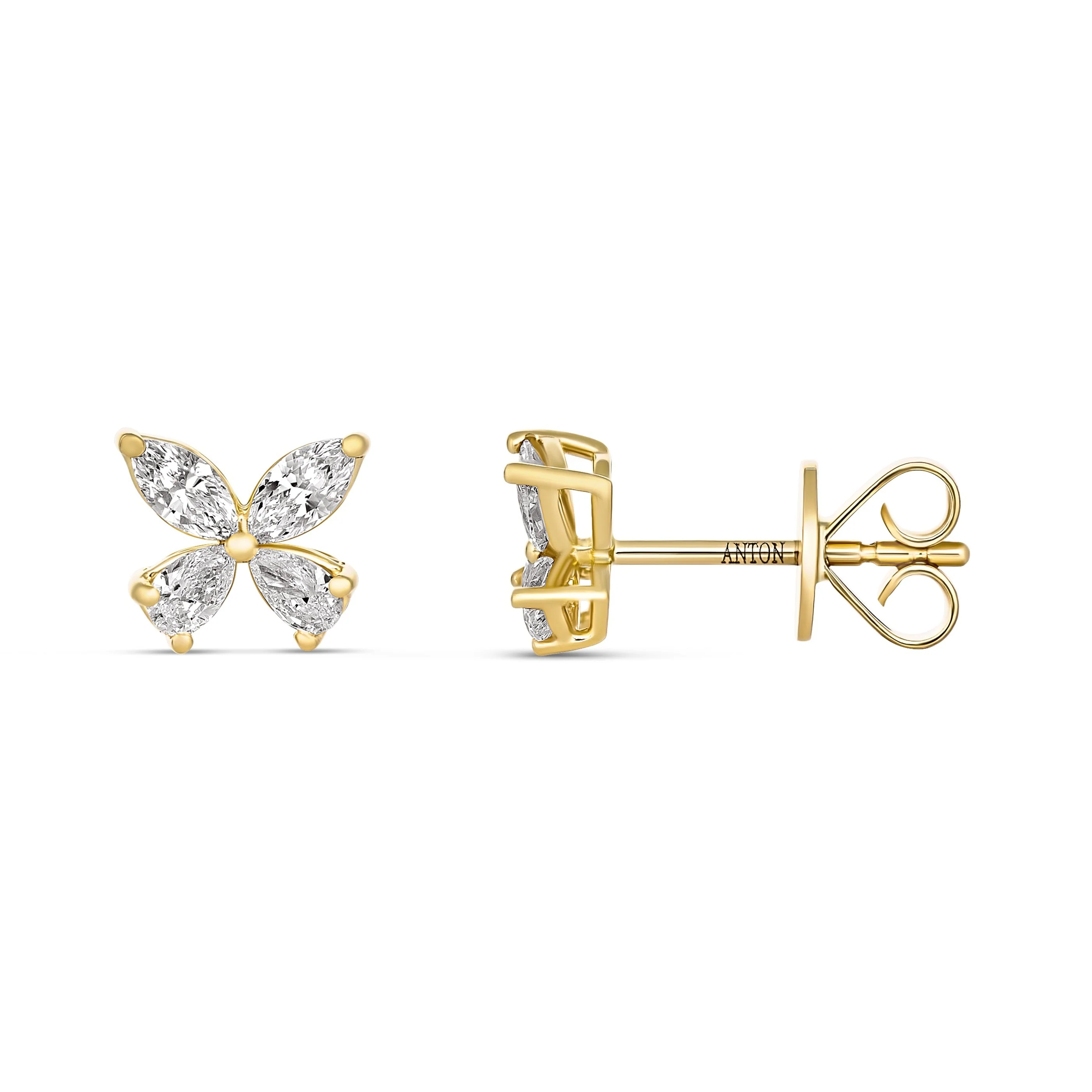 Riviera Cannes Floral Diamond Earrings | 18K Yellow Gold - Image 3
