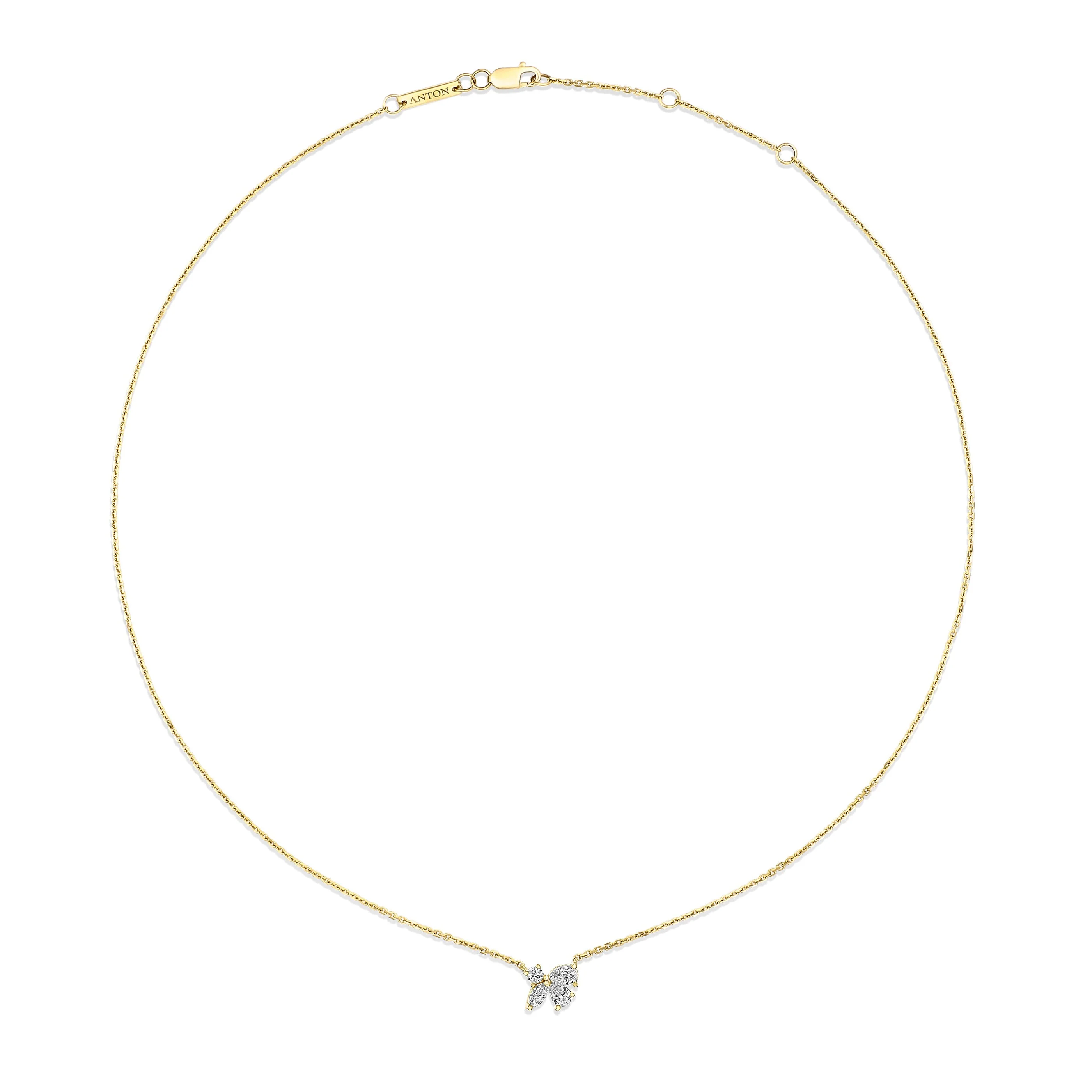 Riviera Cannes Flutter Diamond Cluster Pendant Necklace | 18K Yellow Gold - Image 4