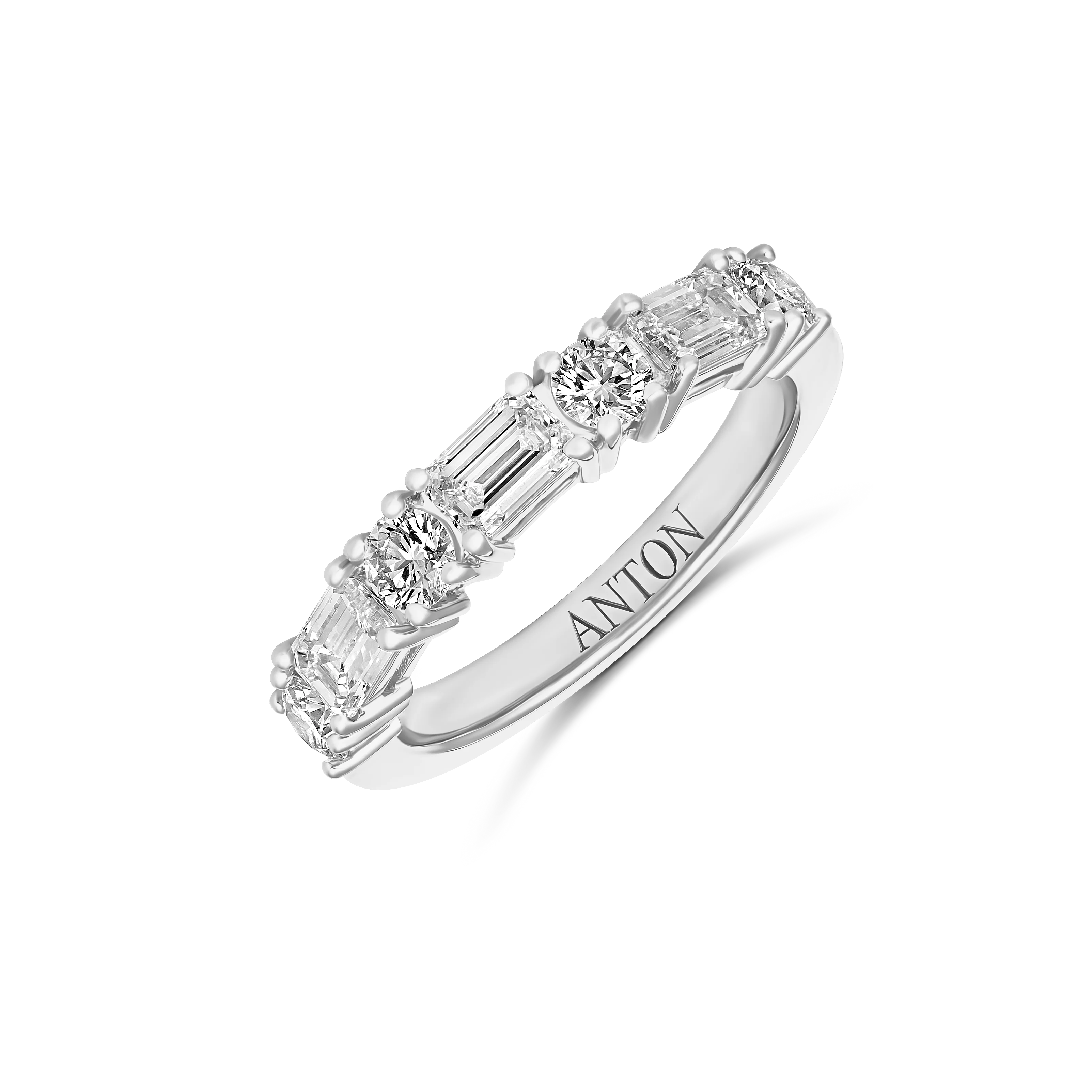 Riviera Emerald and Round cut Diamond Ring | Platinum - Image 5