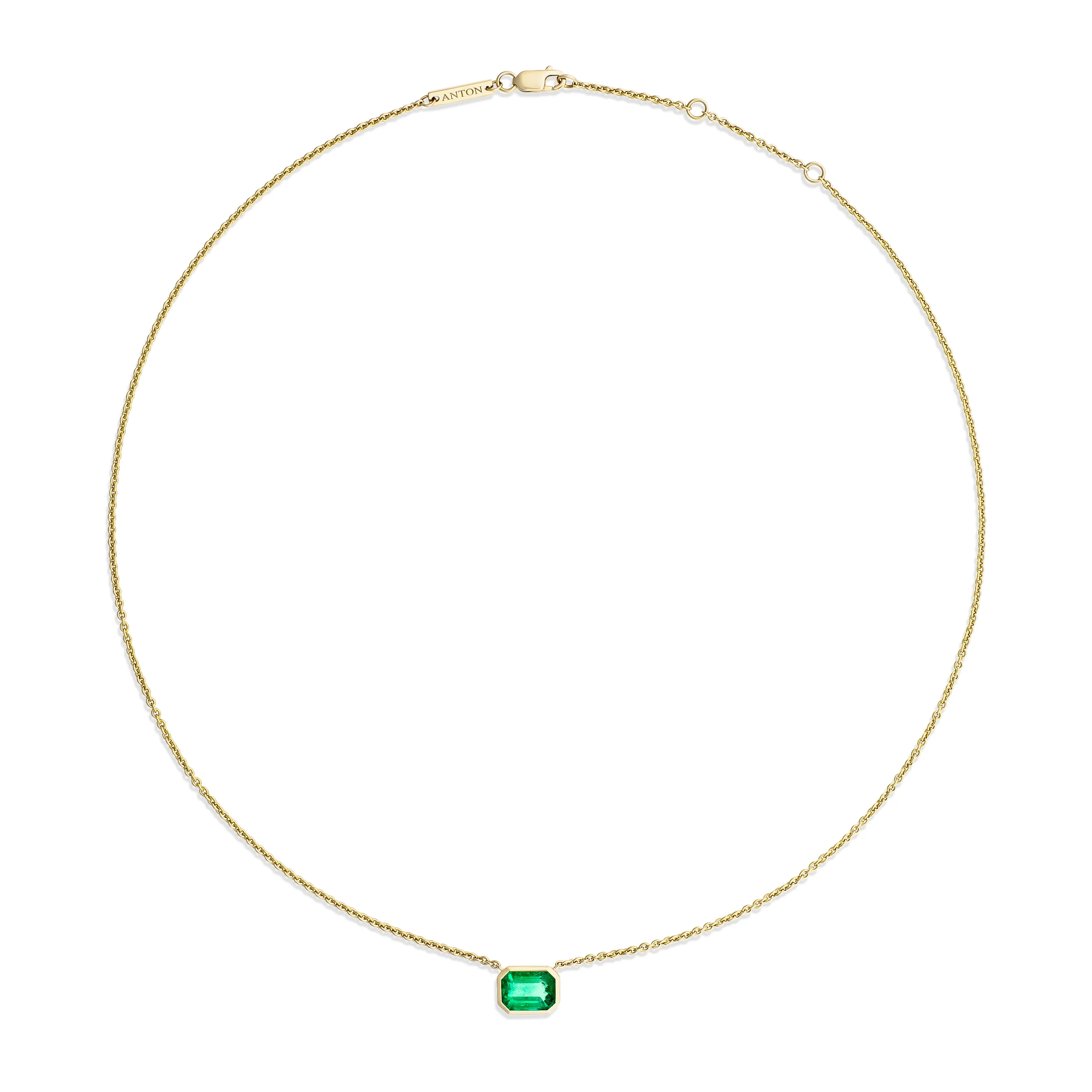 Riviera Emerald Gemstone Bezel Set Pendant Necklace | 18K Yellow Gold - Image 2