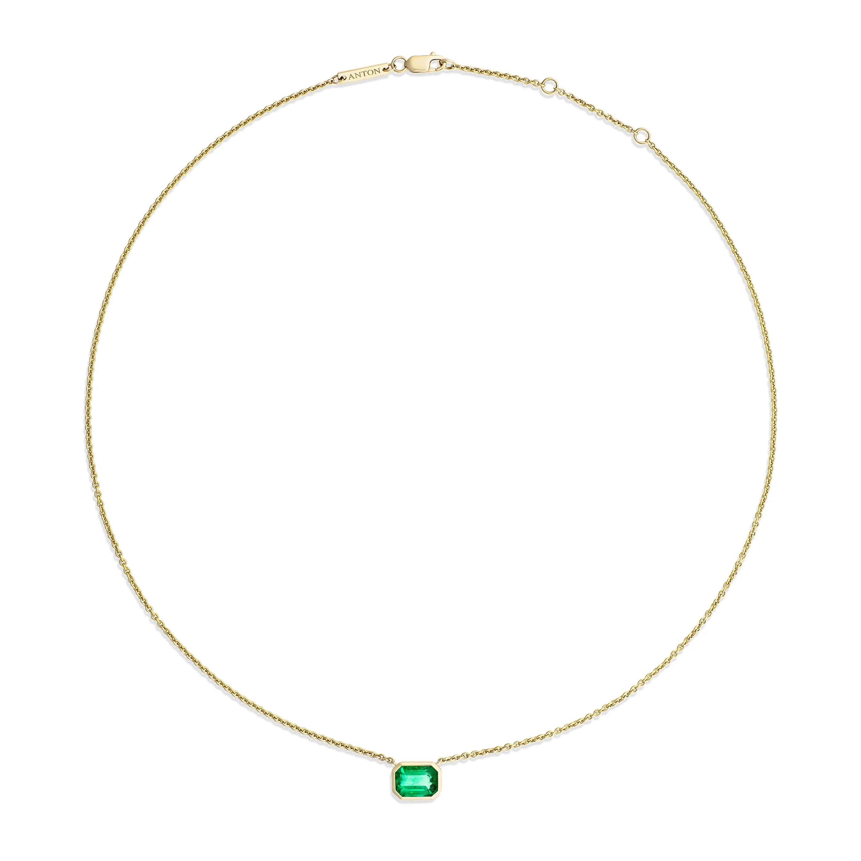 Riviera Emerald Gemstone Bezel Set Pendant Necklace | 18K Yellow Gold - Image 4