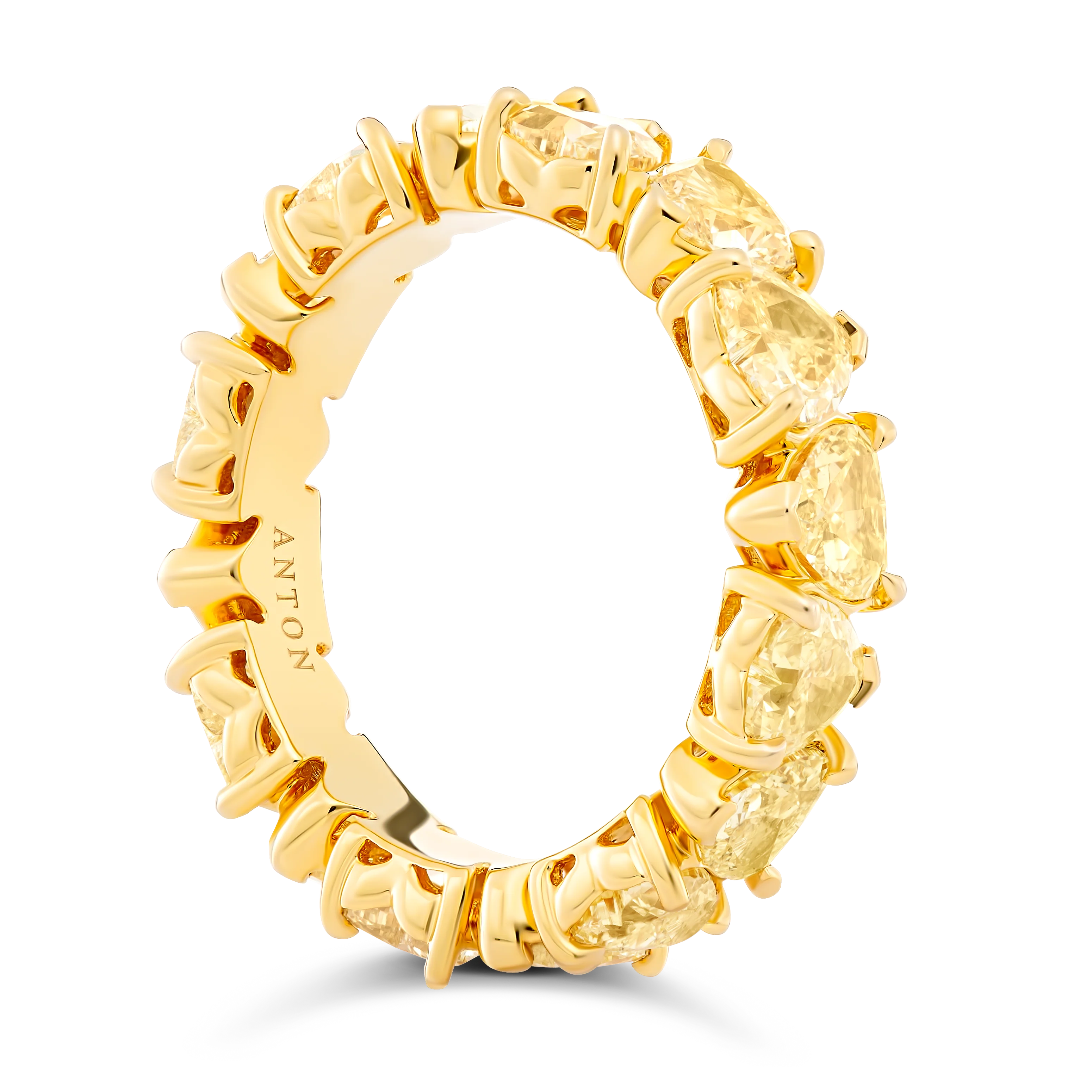 Riviera Heart Shaped Fancy Yellow Diamond Eternity Ring | 18K Yellow Gold - Image 3