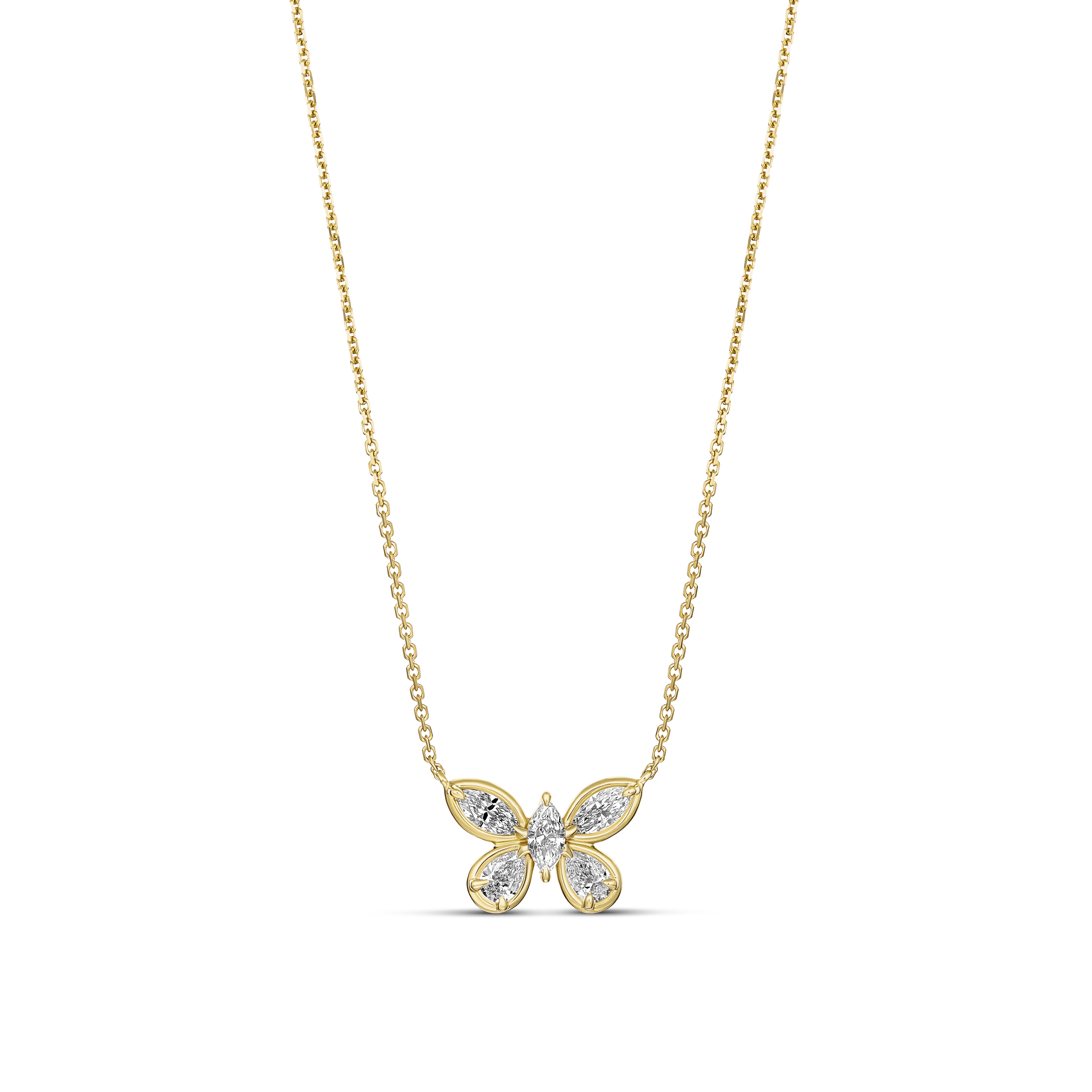 Luminous Large Diamond Butterfly Pendant Necklace | 18k Yellow Gold - Image 3