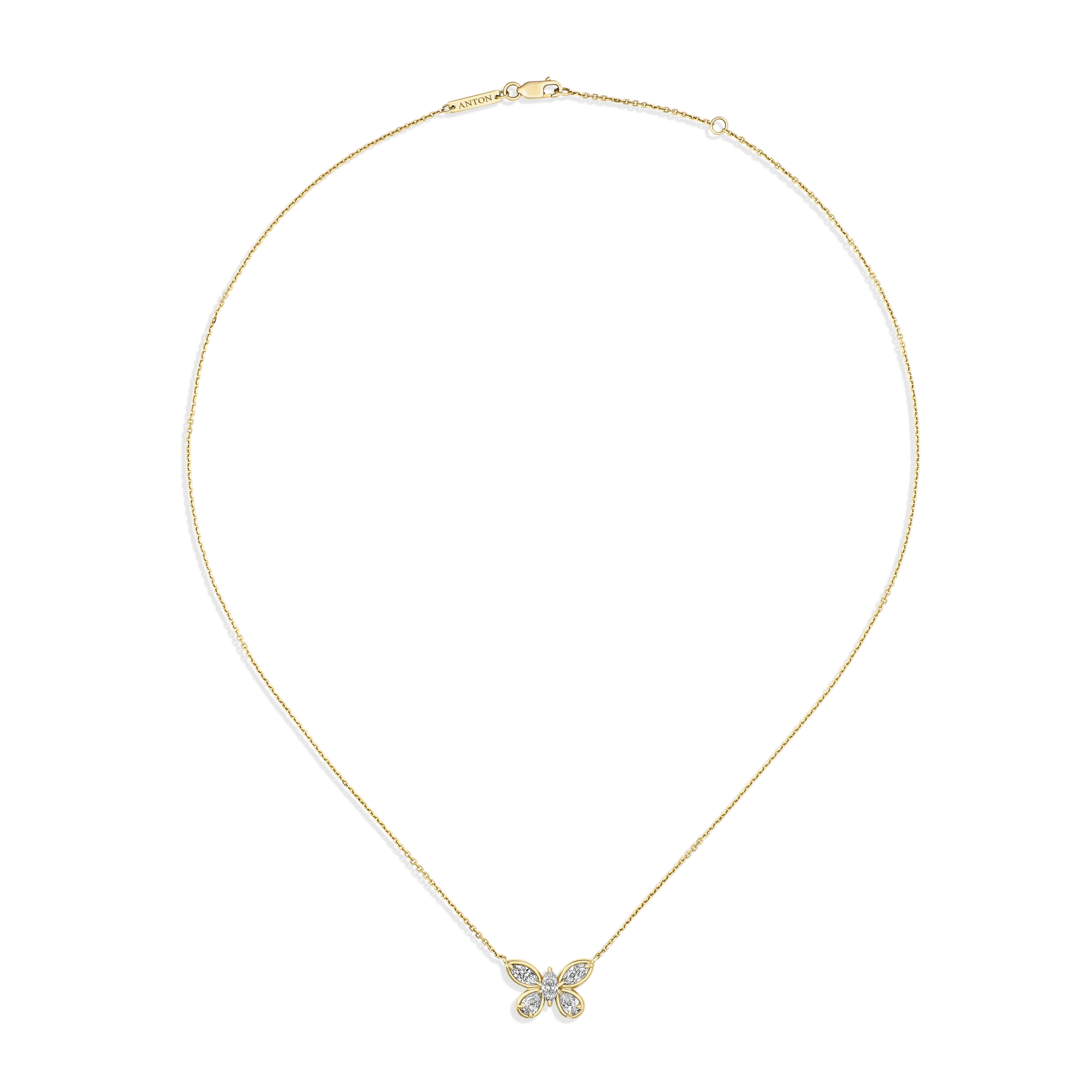 Luminous Large Diamond Butterfly Pendant Necklace | 18k Yellow Gold - Image 4