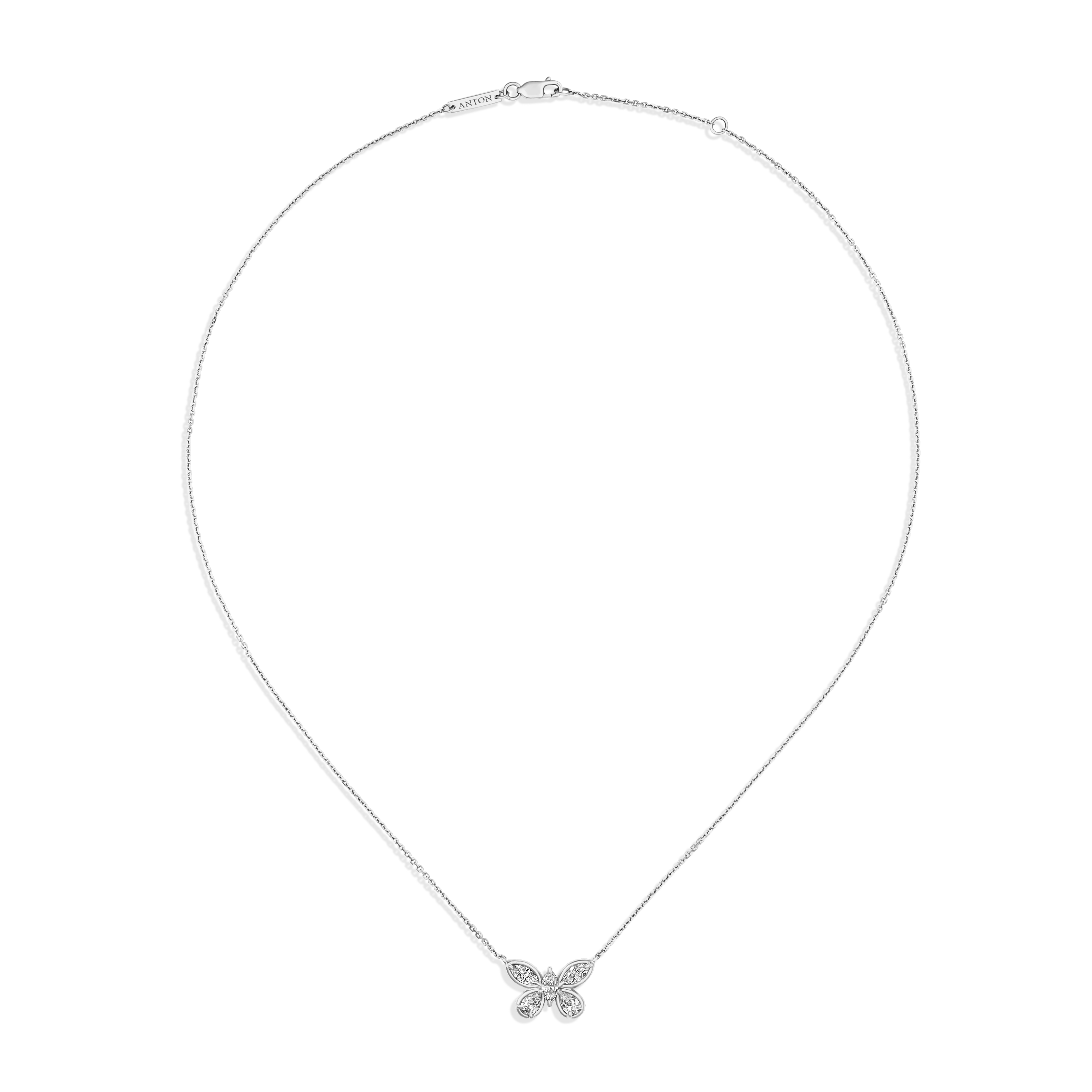 Luminous Small Diamond Butterfly Pendant Necklace | 18k White Gold - Image 2