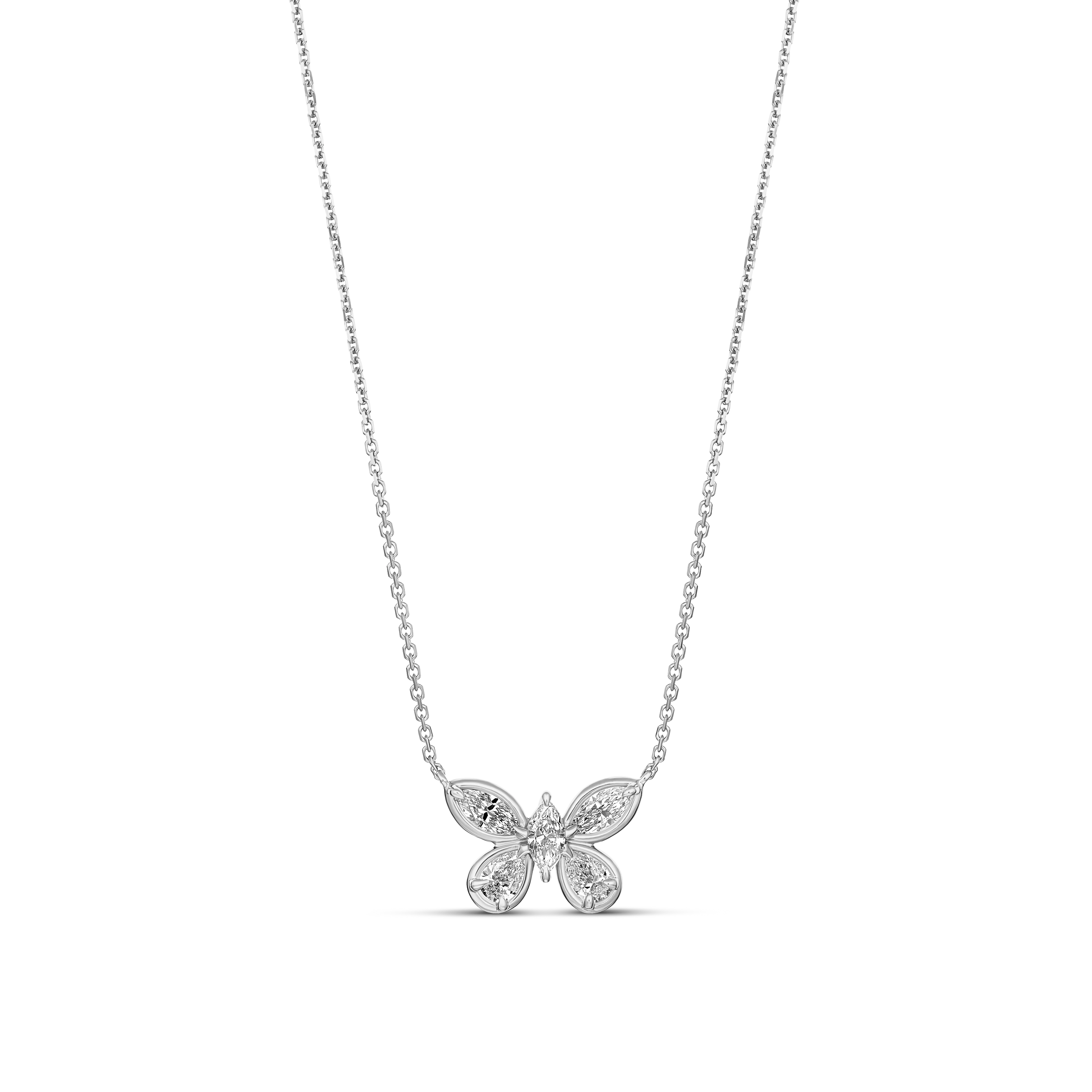 Luminous Small Diamond Butterfly Pendant Necklace | 18k White Gold - Image 3