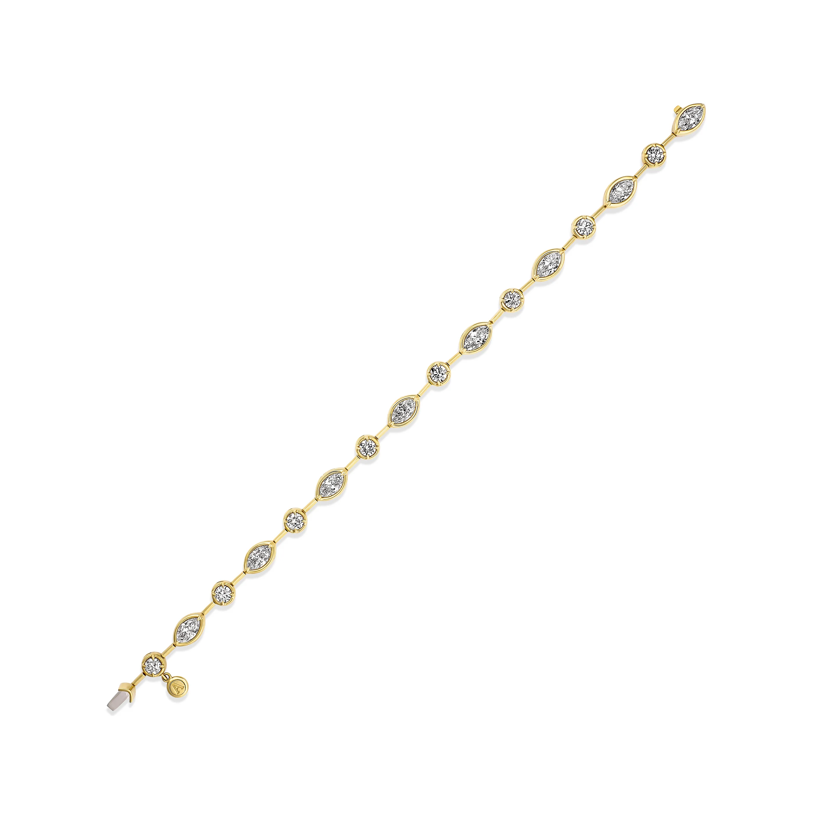 Luminous Multi Shape Diamond Bezel Set Bracelet | 18K Yellow Gold - Image 3