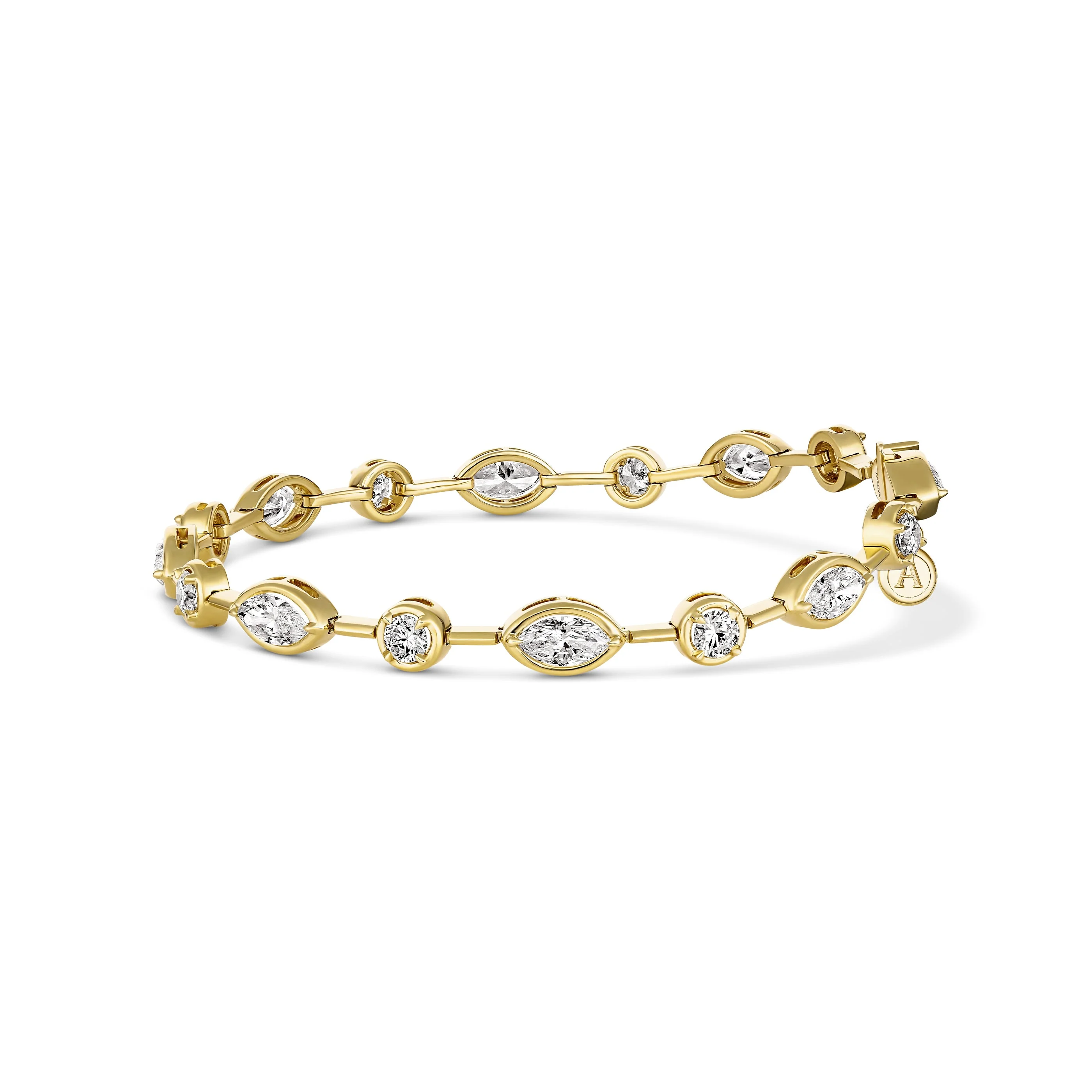 Luminous Multi Shape Diamond Bezel Set Bracelet | 18K Yellow Gold - Image 4