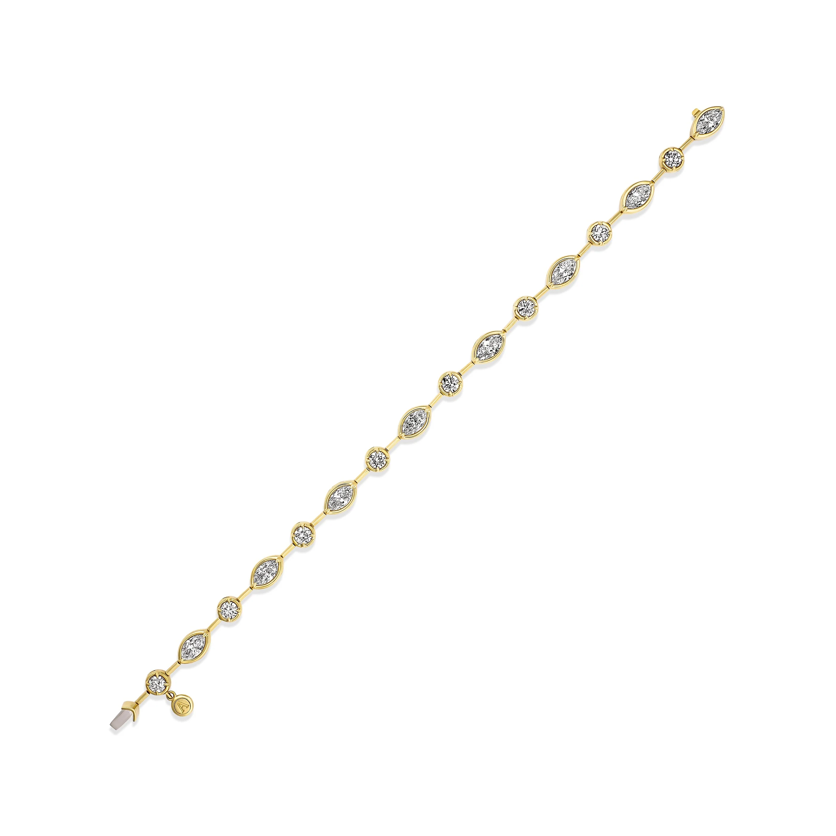 Luminous Multi Shape Diamond Bezel Set Bracelet | 18K Yellow Gold - Image 5