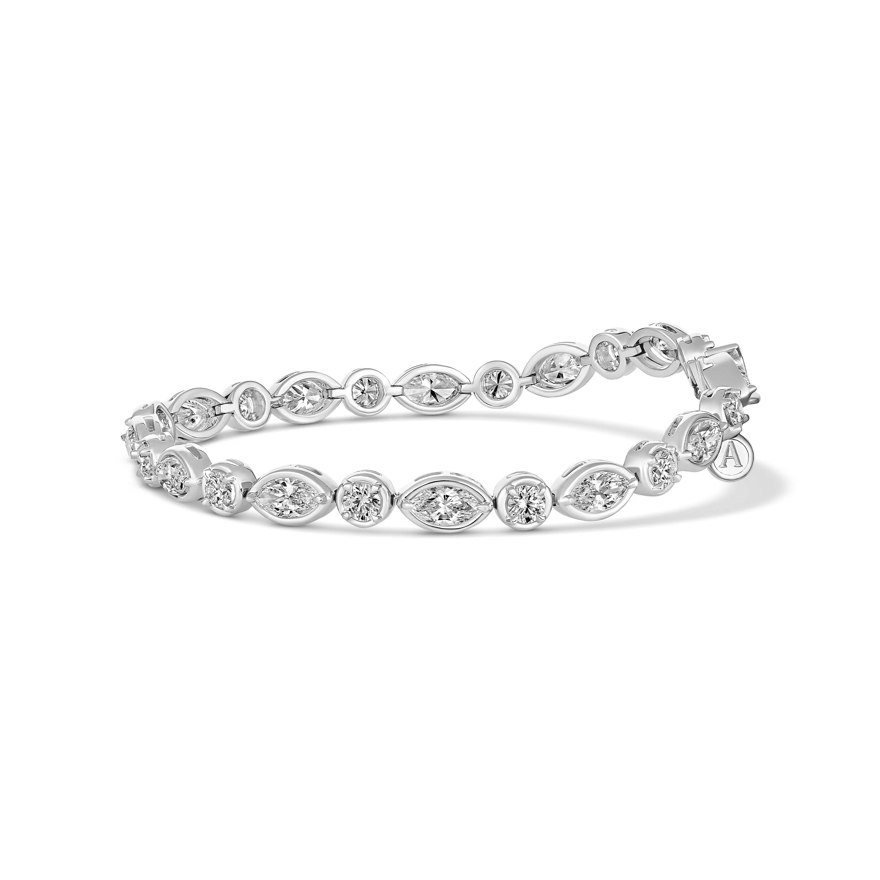Luminous Multi Shape Diamond Bezel Set Bracelet | Platinum - Image 4