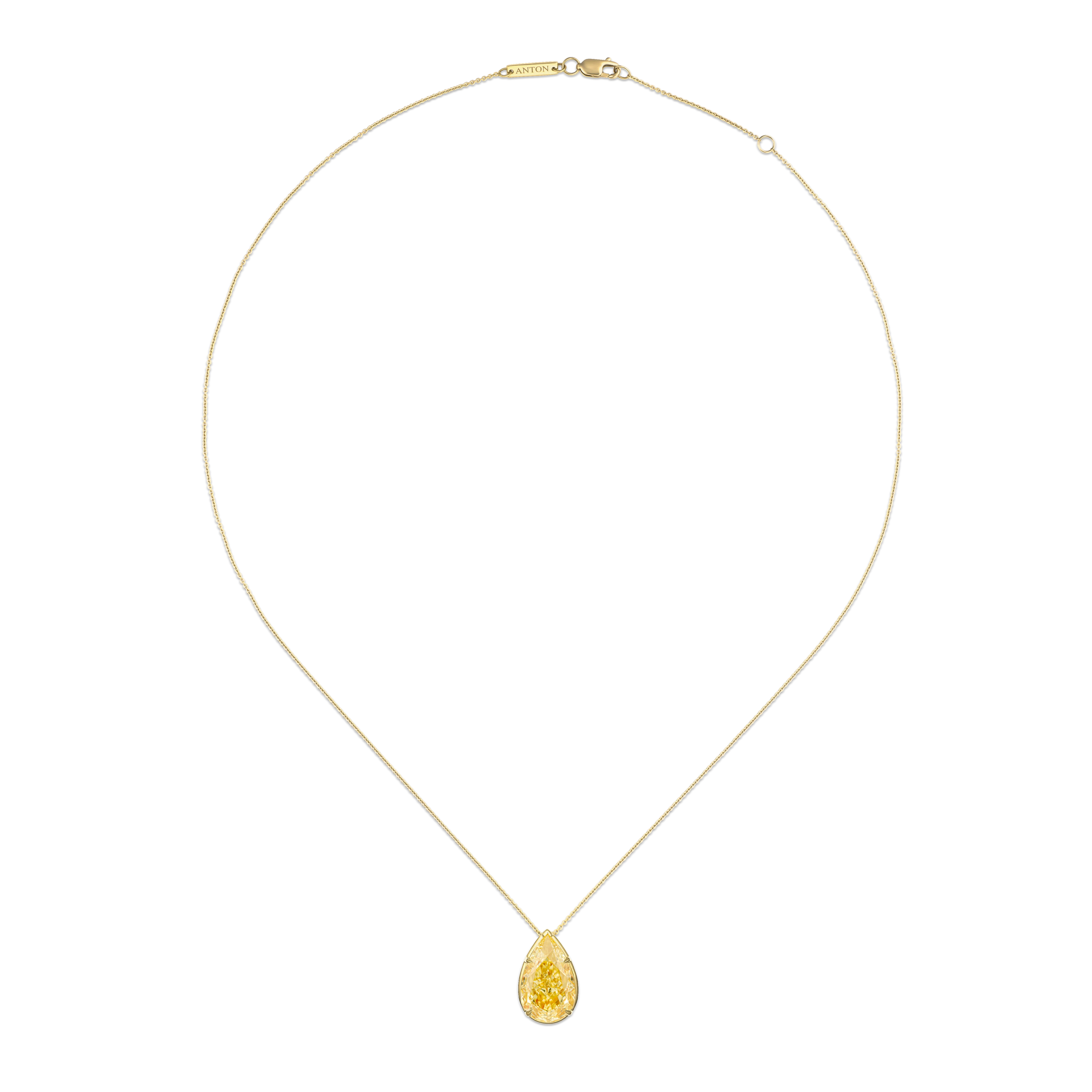 Luminous Pear Cut Natural Yellow Diamond Pendant Necklace | 18k Yellow Gold - Image 4