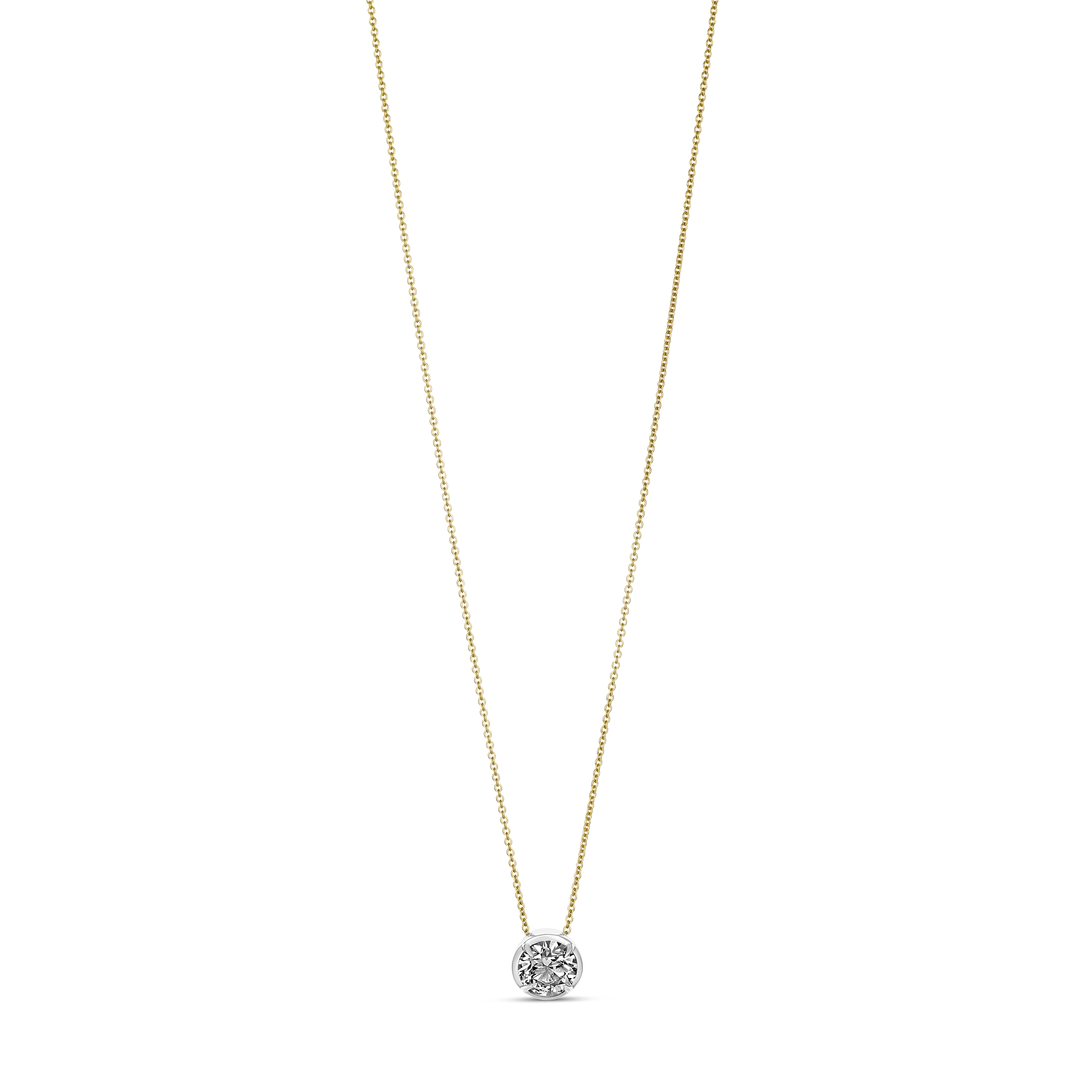 Luminous Round Natural Diamond Pendant Necklace | 18K Yellow Gold - Image 3