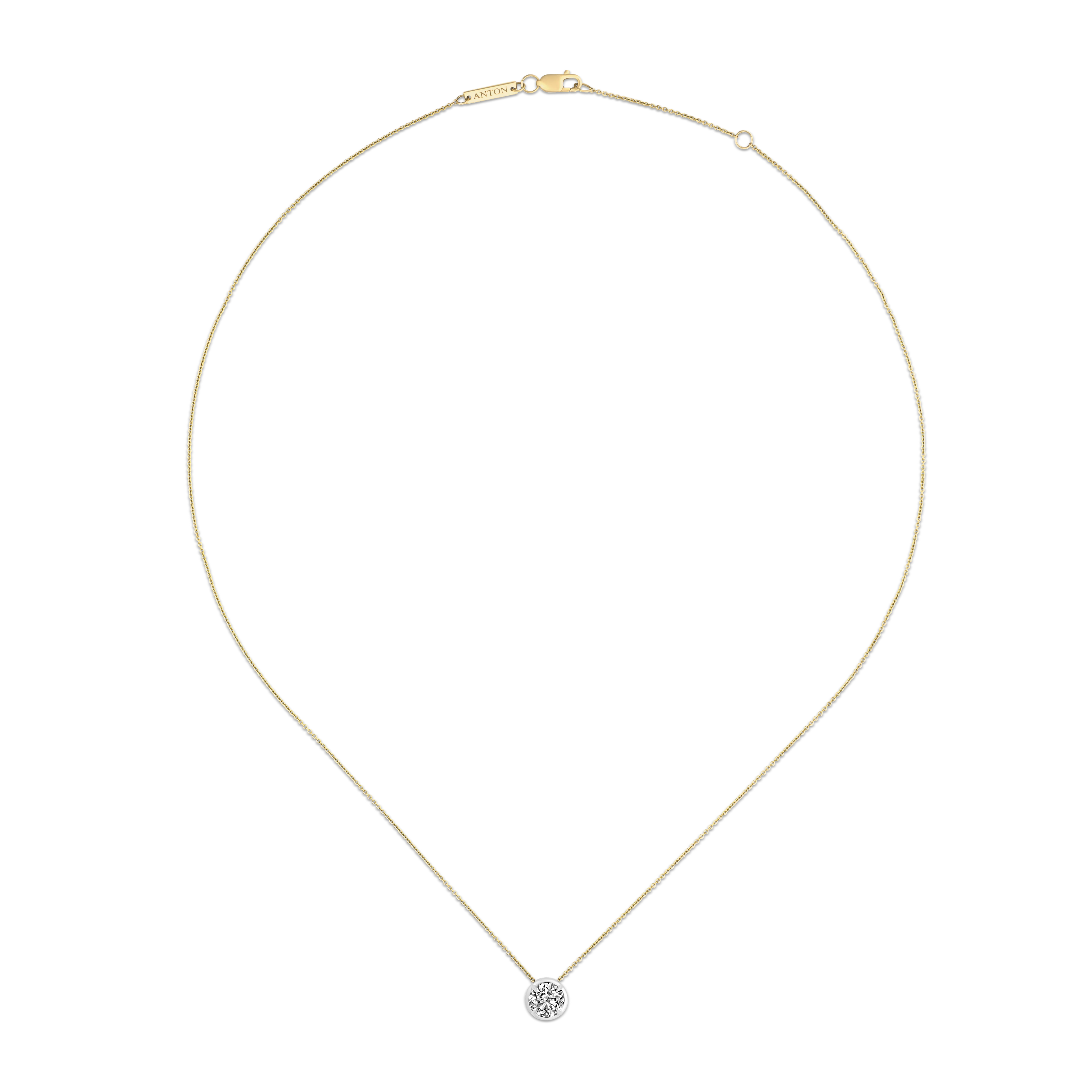 Luminous Round Natural Diamond Pendant Necklace | 18K Yellow Gold - Image 4