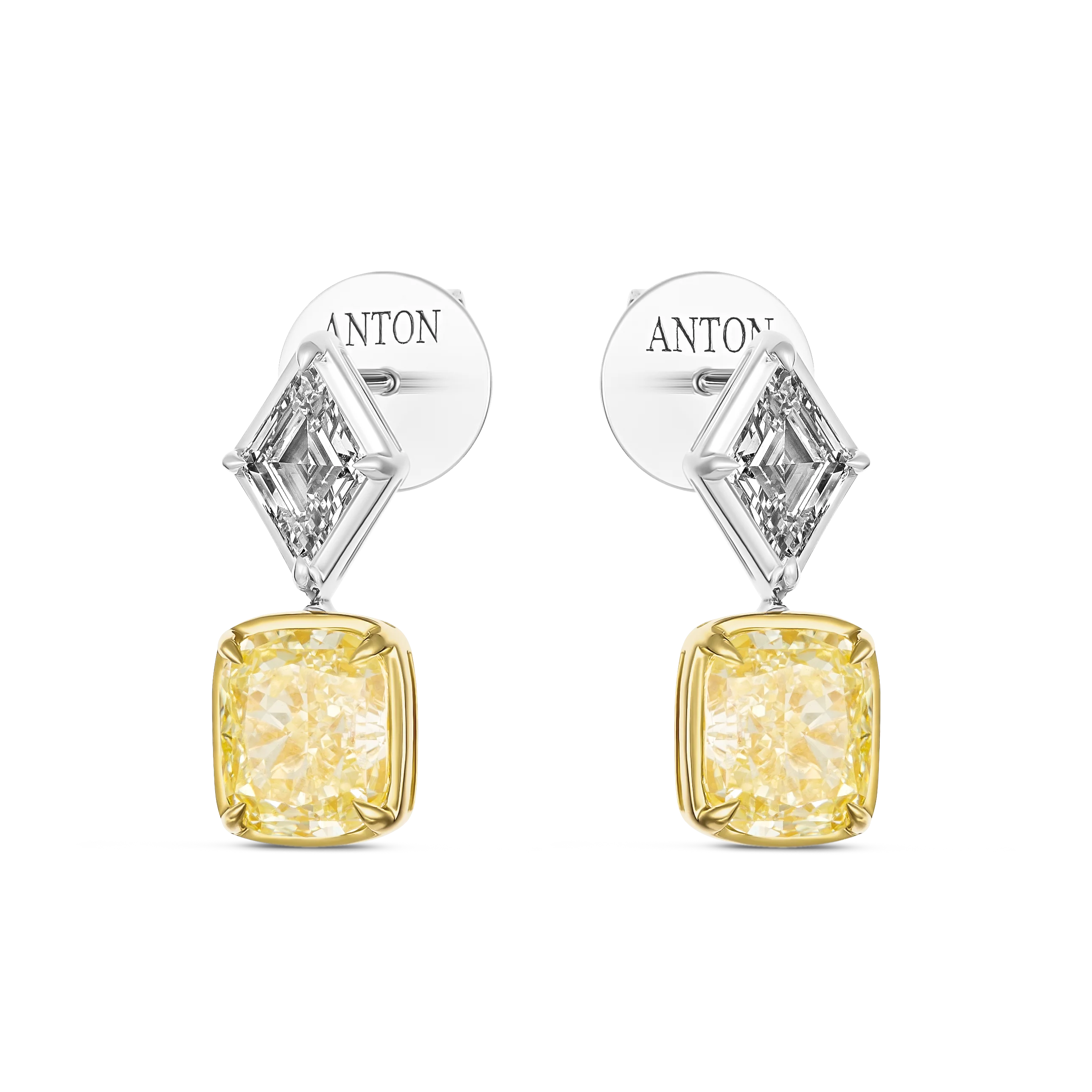 Luminous Two-Tone Diamond Drop Earrings | Platinum/18k Yellow Gold - Image 4