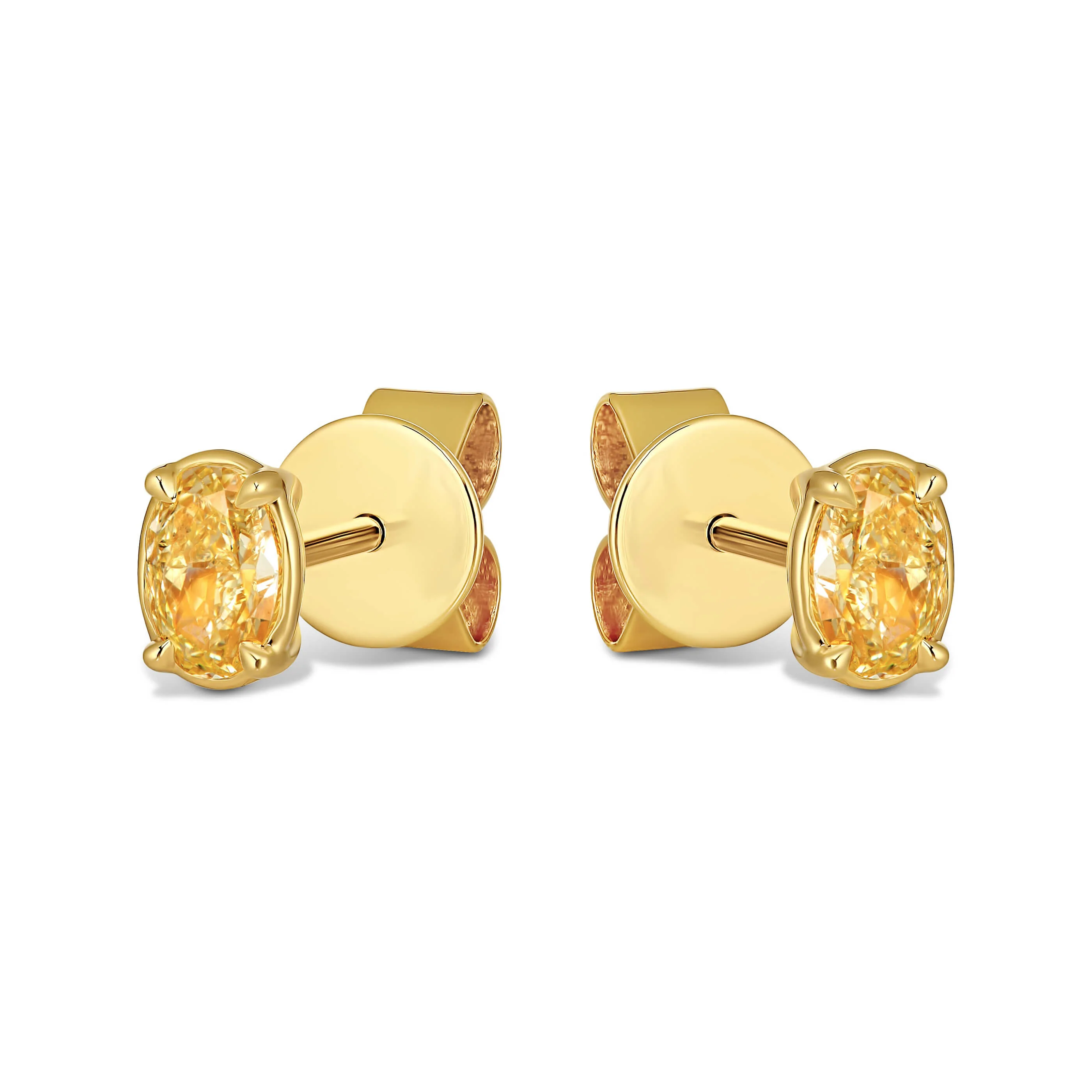 Riviera Oval Shaped Fancy Yellow Diamond Studs | 18K Yellow Gold - Image 3