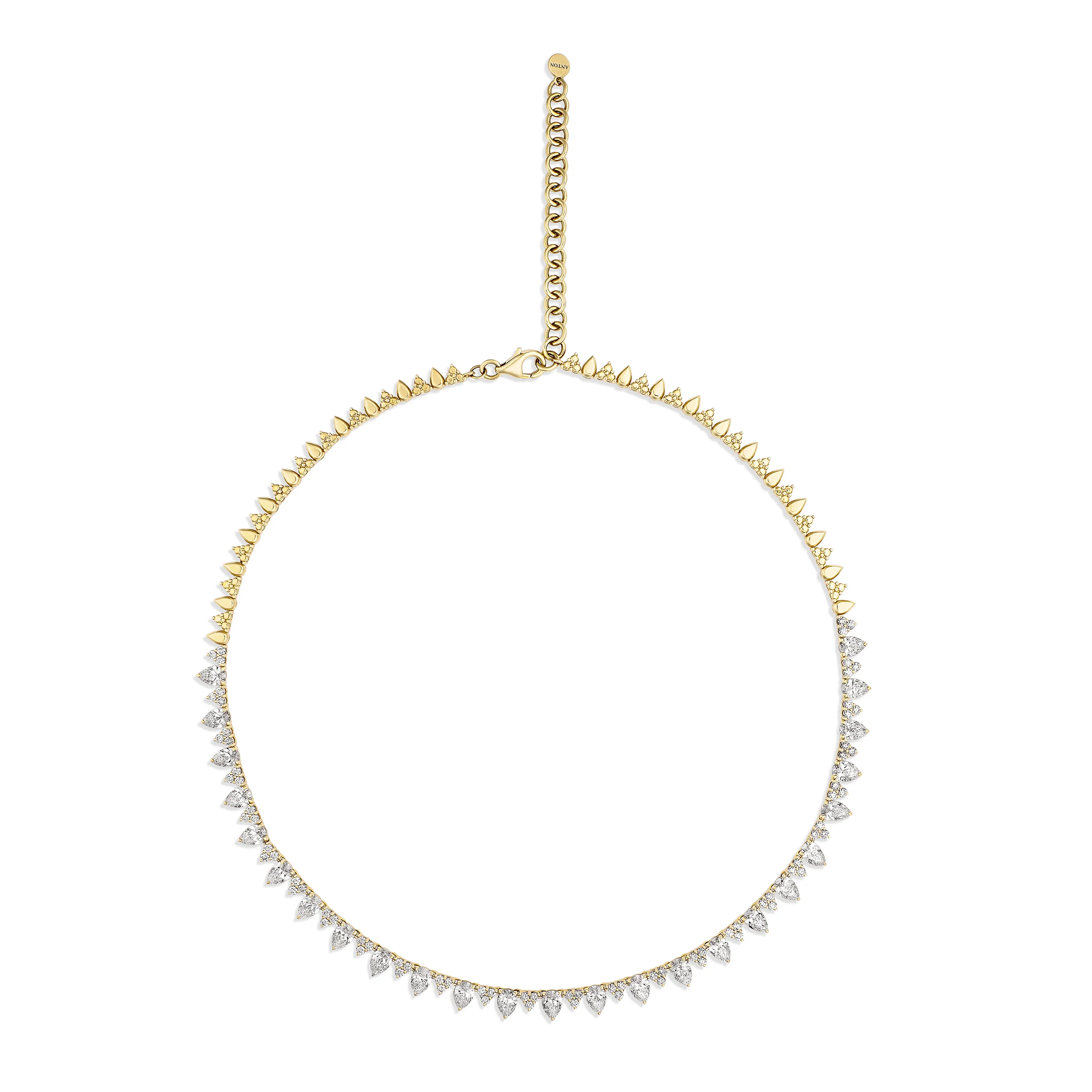Riviera Pear Cut Diamond Necklace | 18K Yellow Gold - Image 2