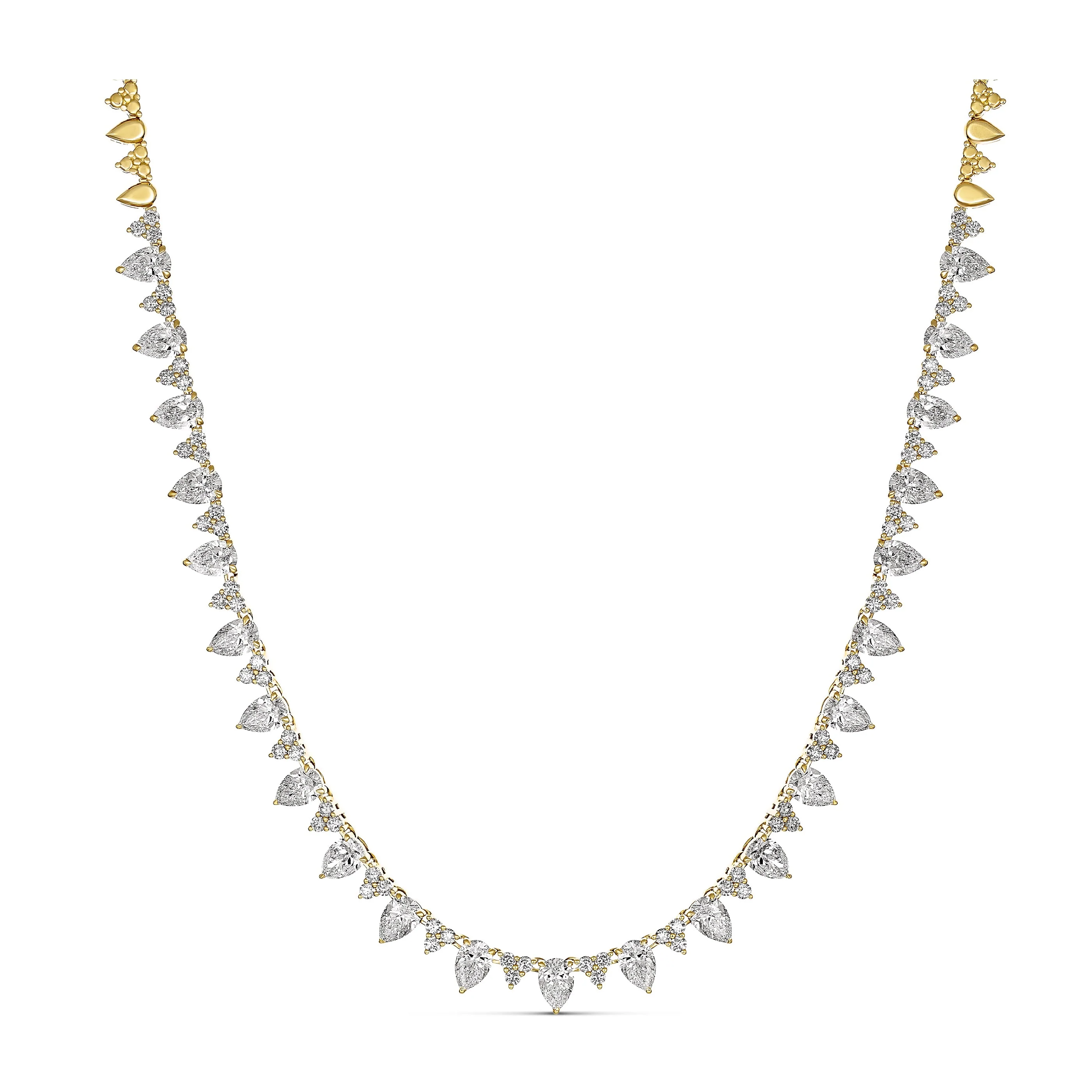 Riviera Pear Cut Diamond Necklace | 18K Yellow Gold - Image 3