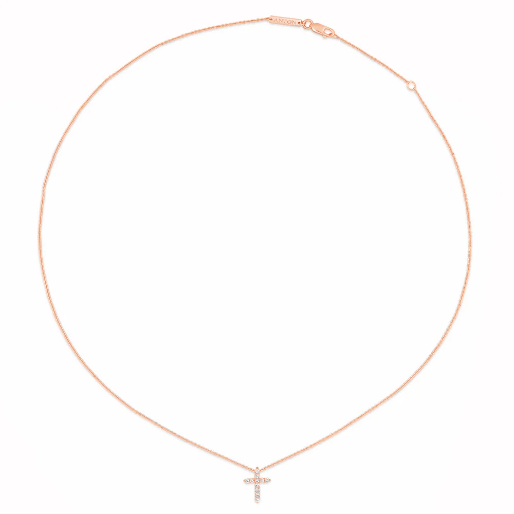 Stella Diamond Cross Necklace | Rose Gold - Image 3