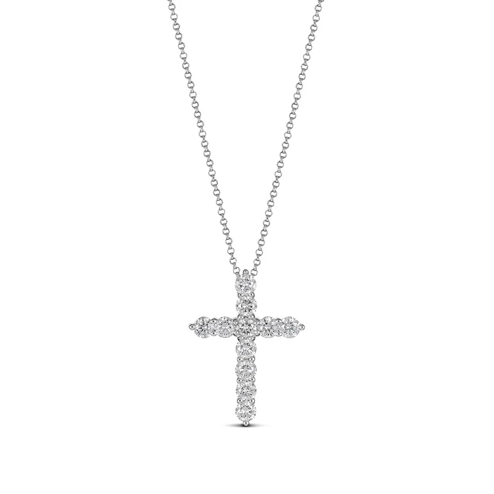 Stella Diamond Cross Necklace | White Gold - Image 12