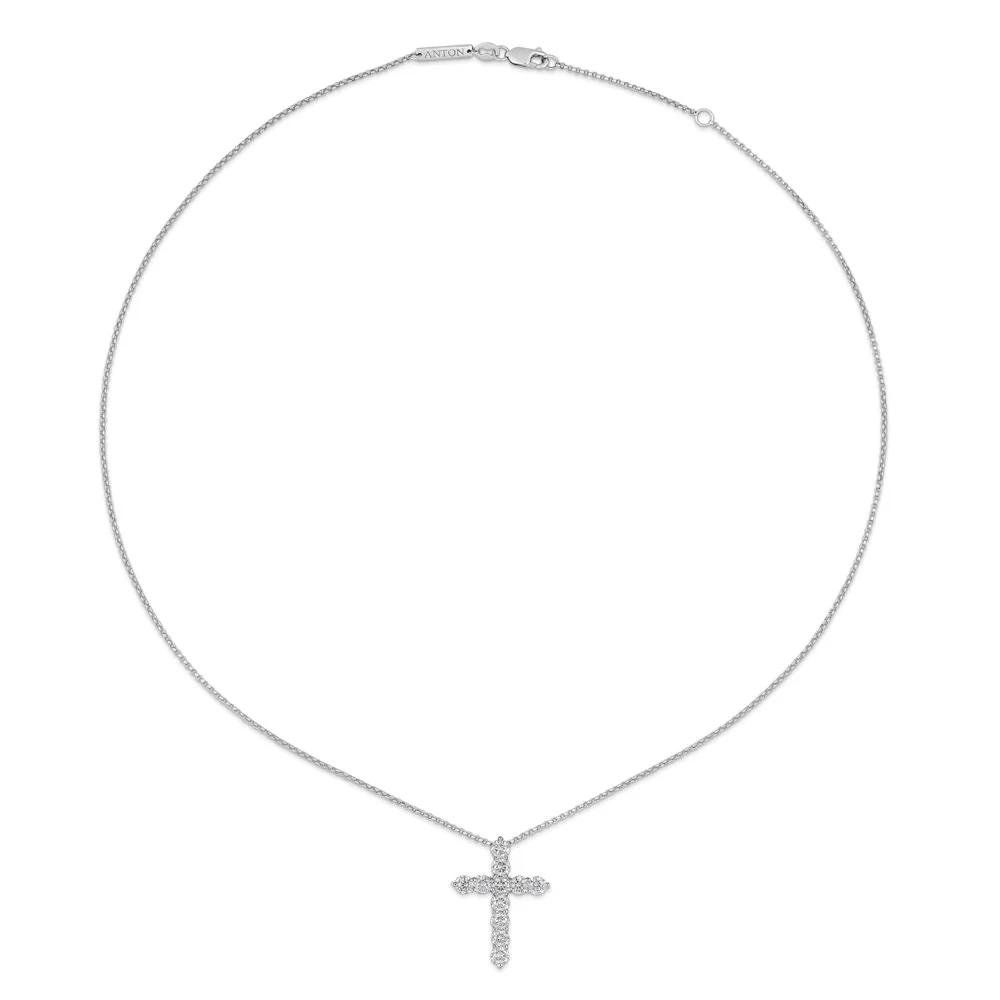 Stella Diamond Cross Necklace | White Gold - Image 13