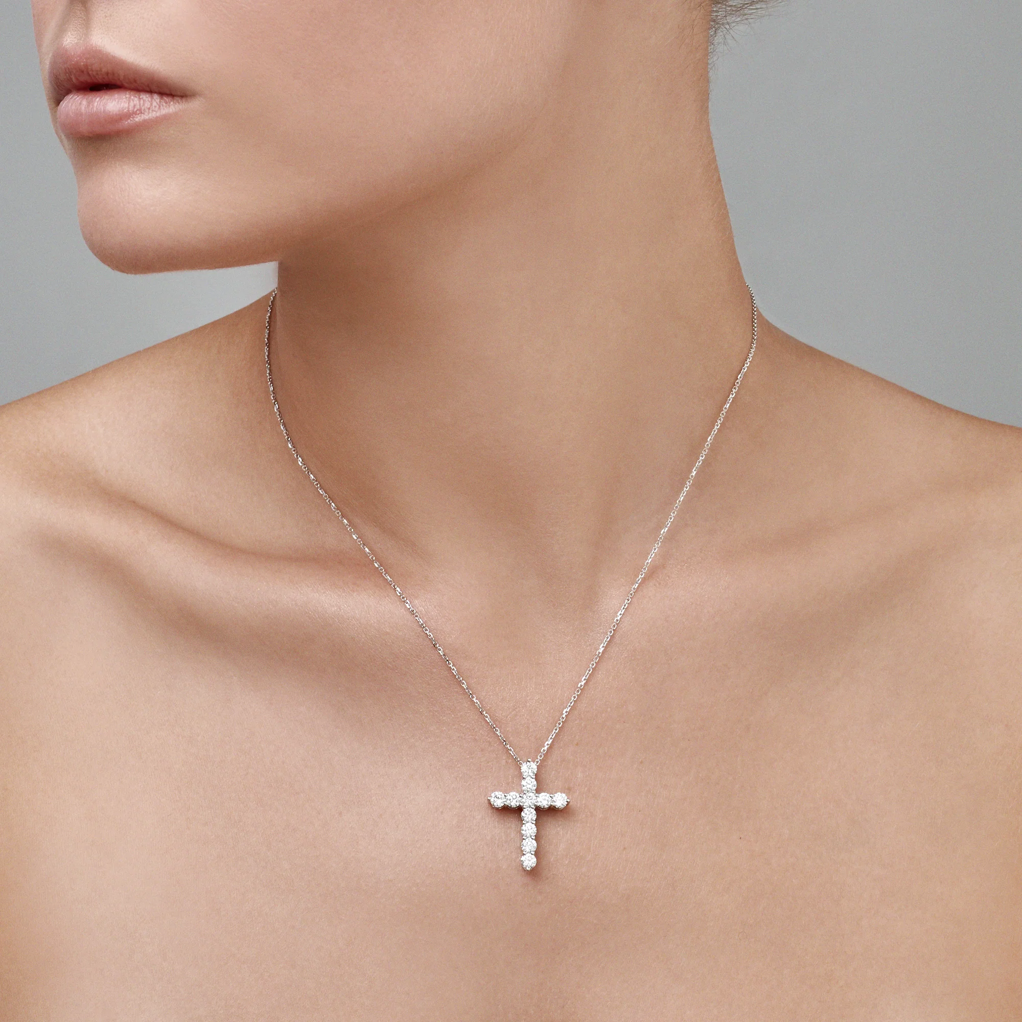 Stella Diamond Cross Necklace | White Gold - Image 14