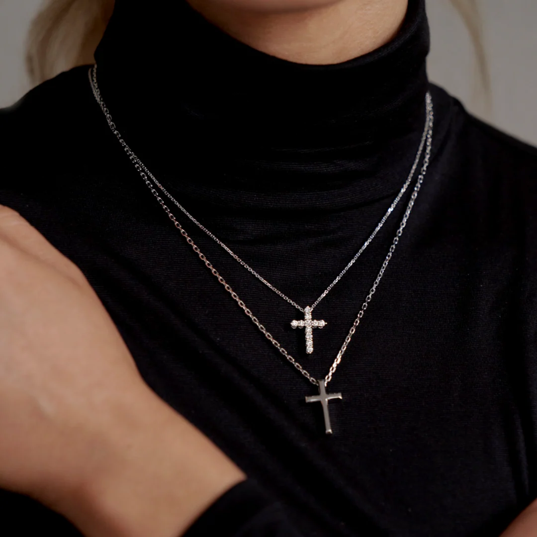 Stella Diamond Cross Necklace | White Gold - Image 35