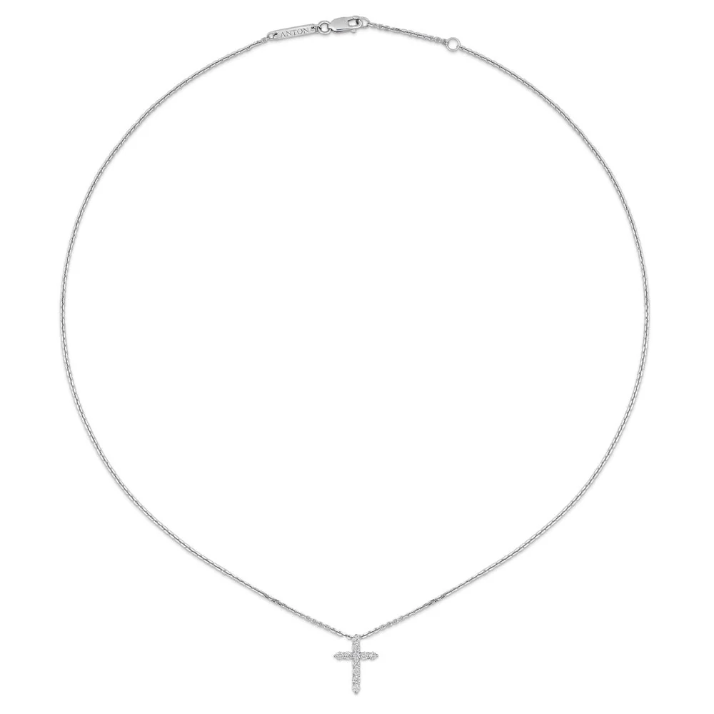 Stella Diamond Cross Necklace | White Gold - Image 6