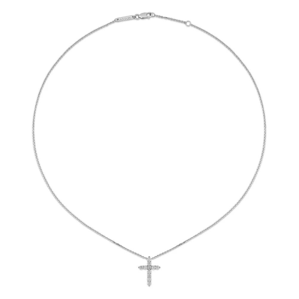 Stella Diamond Cross Necklace | White Gold - Image 8