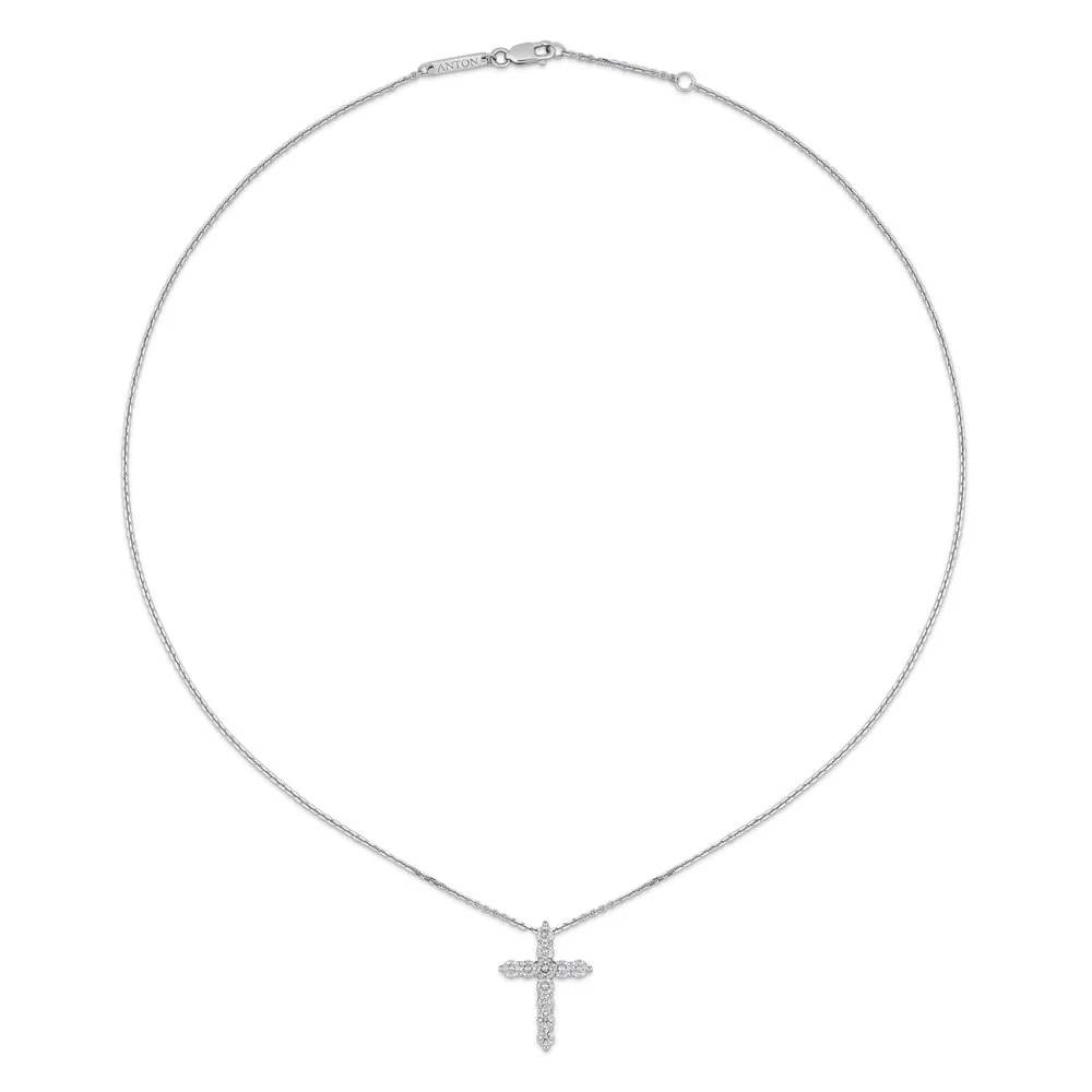 Stella Diamond Cross Necklace | White Gold - Image 9