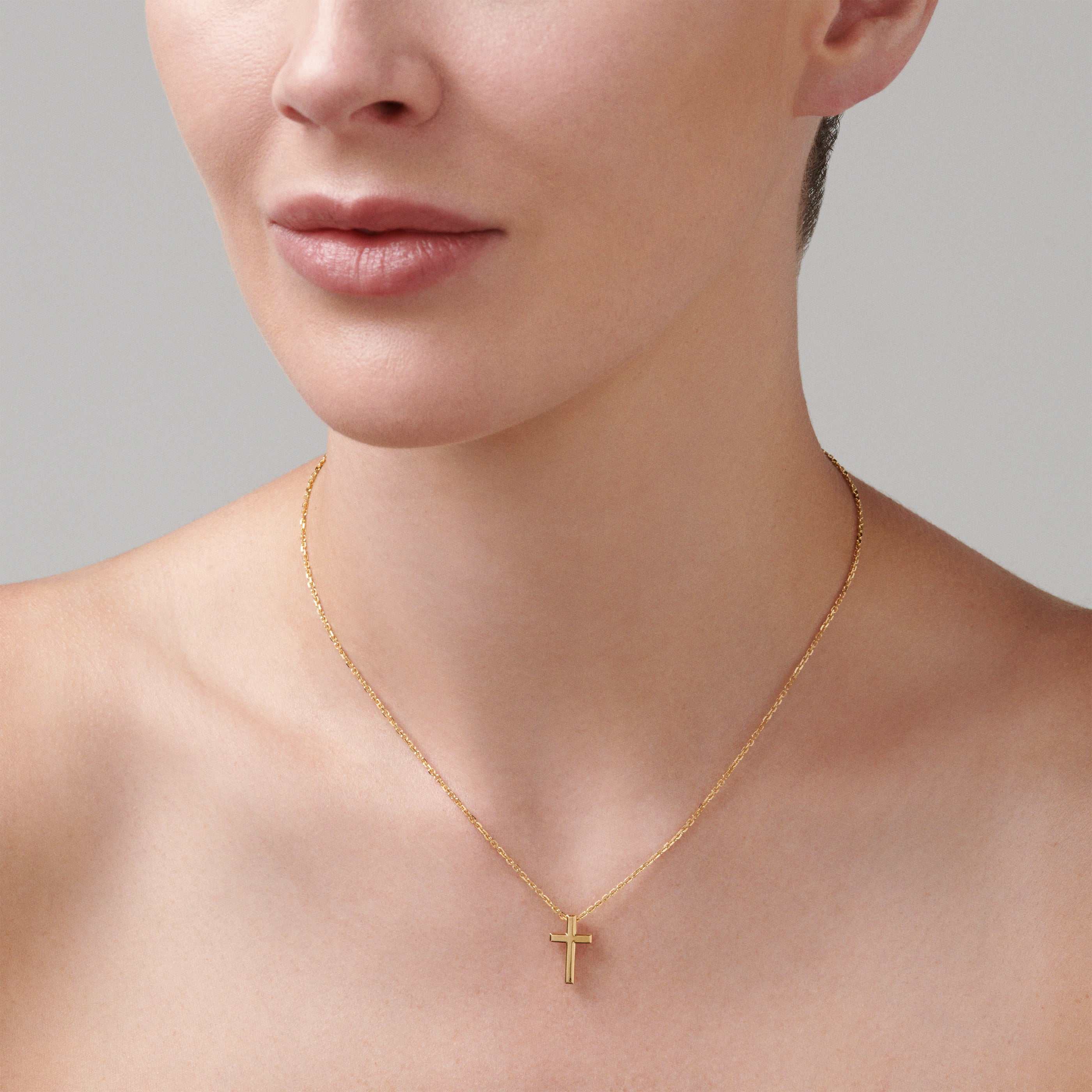 Saint Solid Gold Cross Necklace | 18K Yellow Gold - Image 2