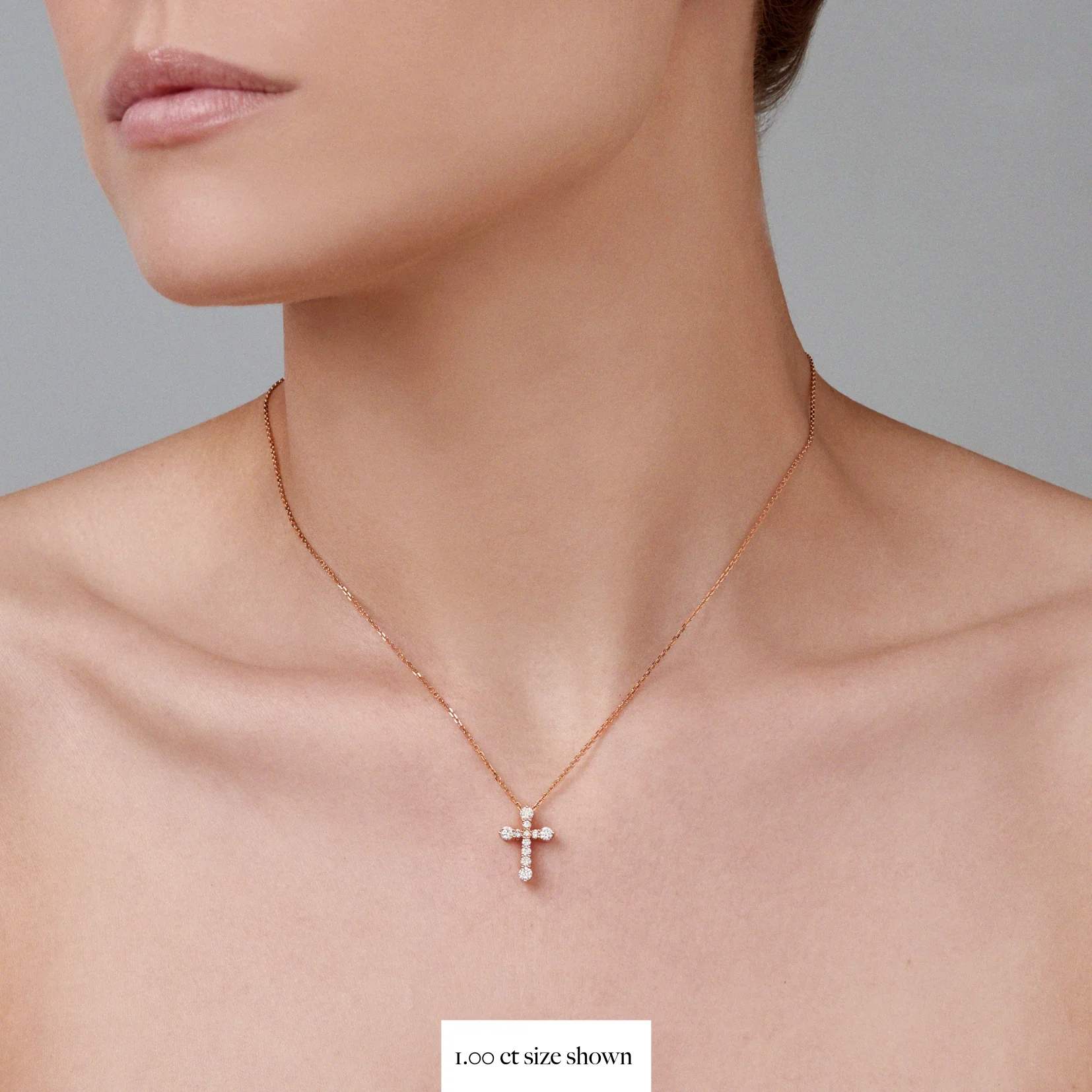 Valentina | Diamond Cross Necklace Rose Gold - Image 4