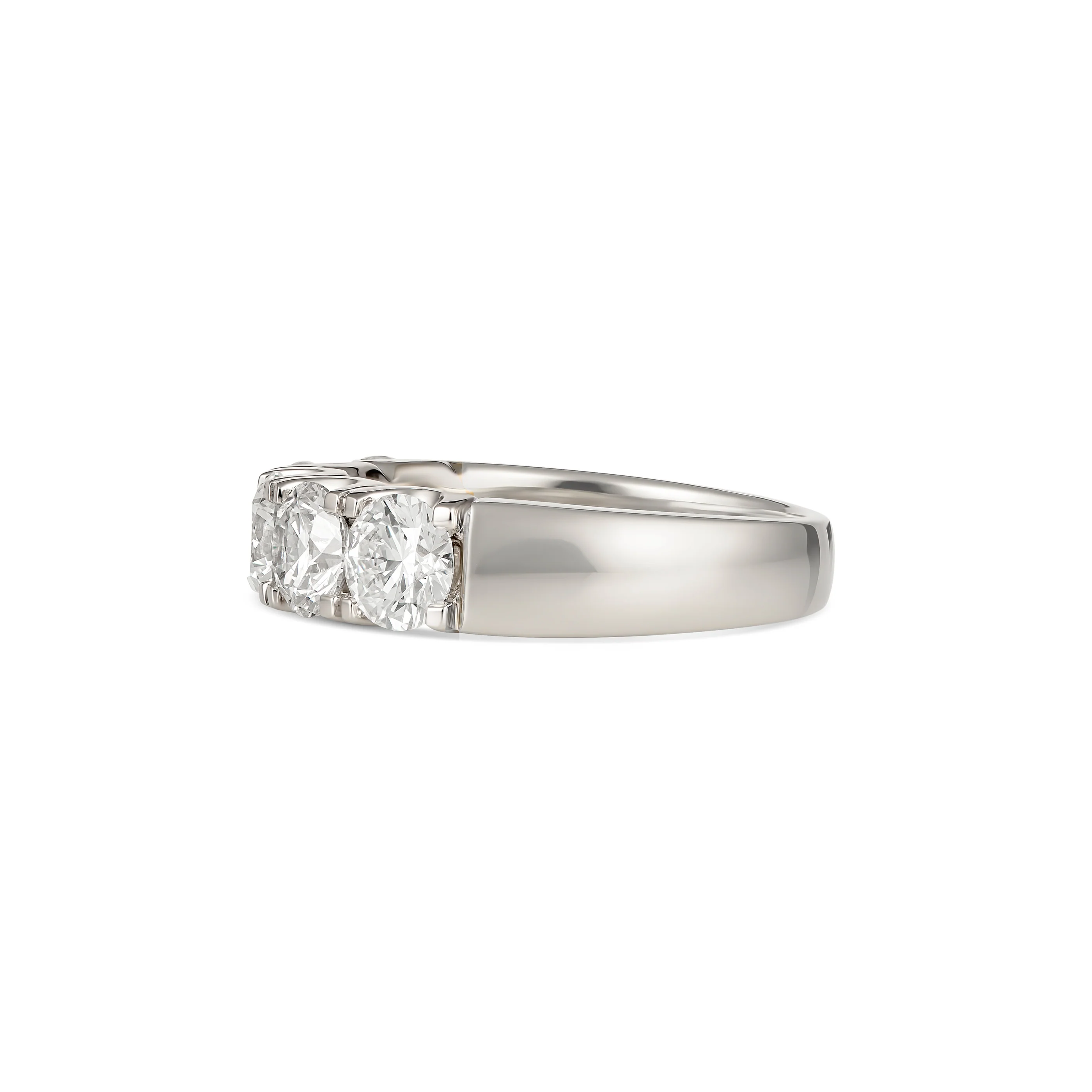 Wedding Vivid Round Brilliant Cut Diamond 5-Stone Band | 18K White Gold - Image 2