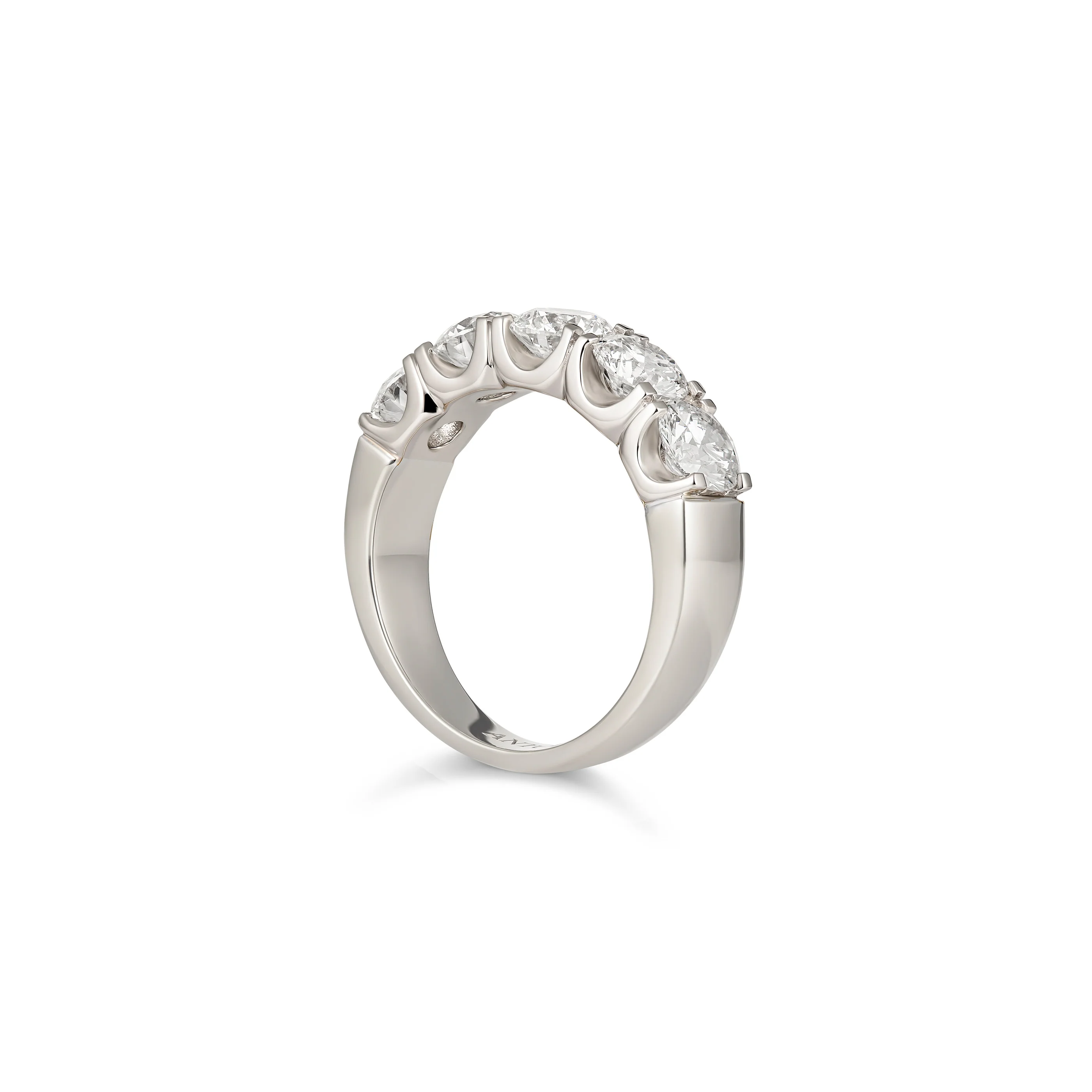 Wedding Vivid Round Brilliant Cut Diamond 5-Stone Band | 18K White Gold - Image 3